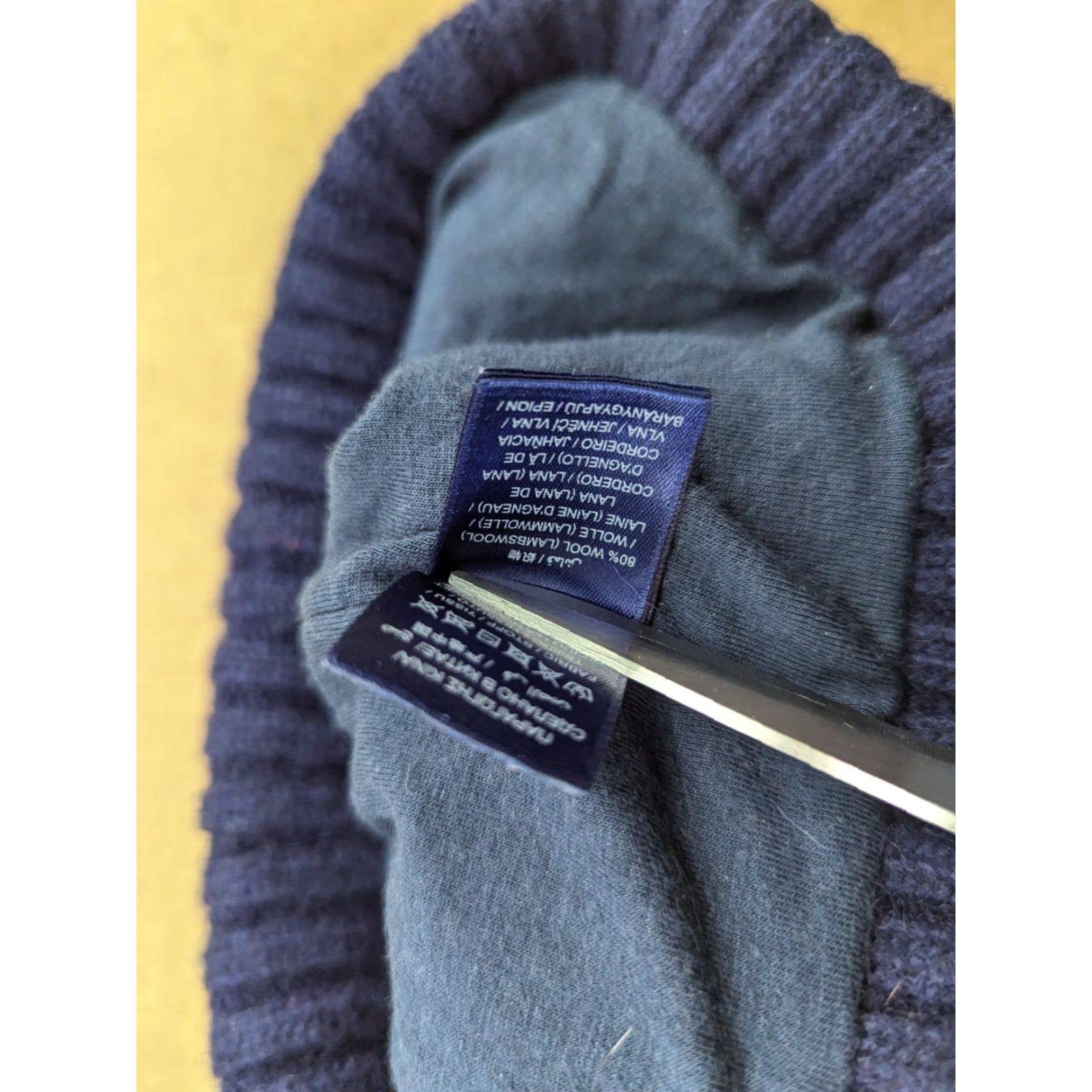 Gant GANT Blue Beanie Hat Wool Cuffed Knitted Insulated Size M Navy Ribbon Unisex Adults Beanie Size ONE SIZE - 6 Thumbnail