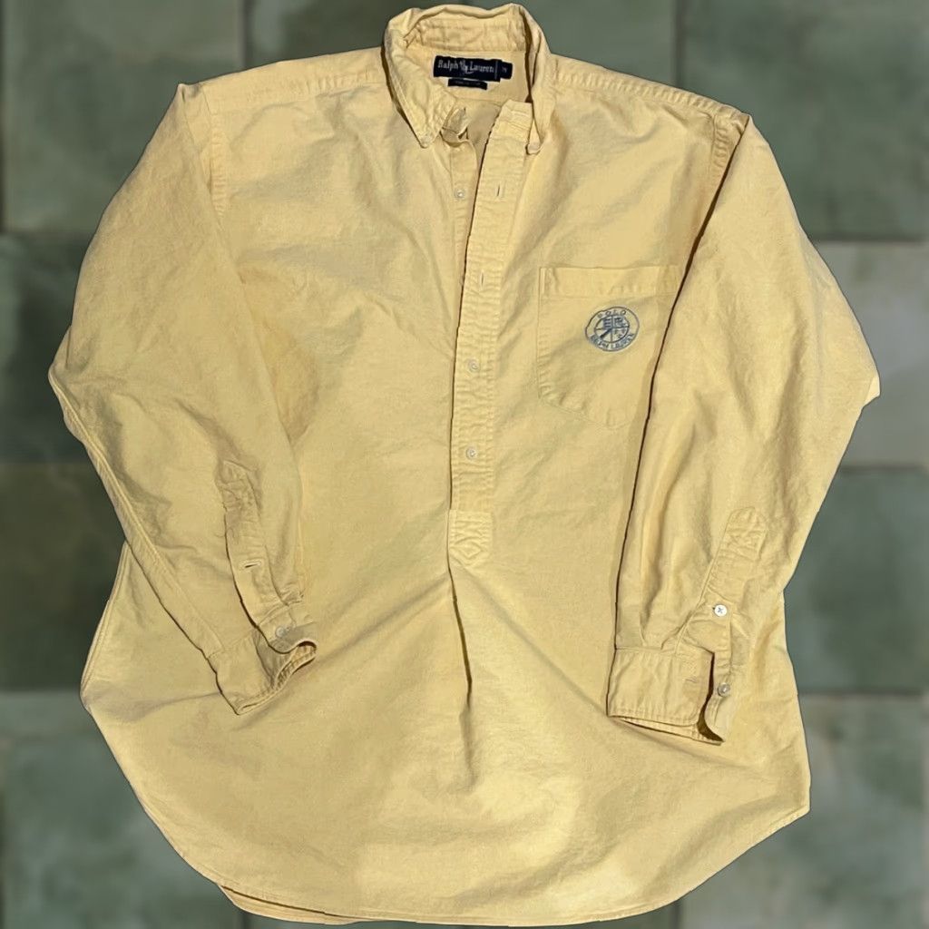 Polo Ralph Lauren Polo Ralph Lauren Mens Shirt Half Button Up Yellow 100% Cotton M Regular Long Sleeve Pocket Classic Designer Size US M / EU 48-50 / 2 - 1 Thumbnail