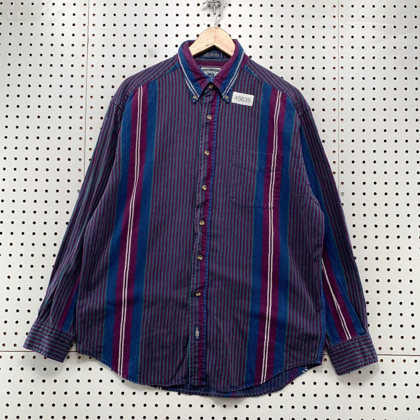 Lee VINTAGE Lee Button Shirt Mens M Purple Blue Striped Long Sleeve Shirt Button-Up Casual Cowboy Western Mens Clothing Size US M / EU 48-50 / 2 - 2 Thumbnail