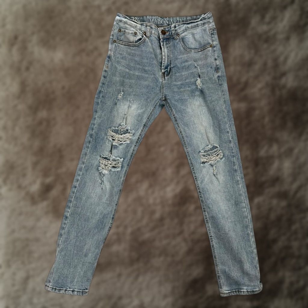 Denime Maison Article Jeans Mens 32x30 Blue Distressed Johnny Straight Leg Denim Pants Jeans Mens 32x30 Blue Distressed Johnny Straight Leg Denim Pants Size US 32 / EU 48 - 1 Thumbnail