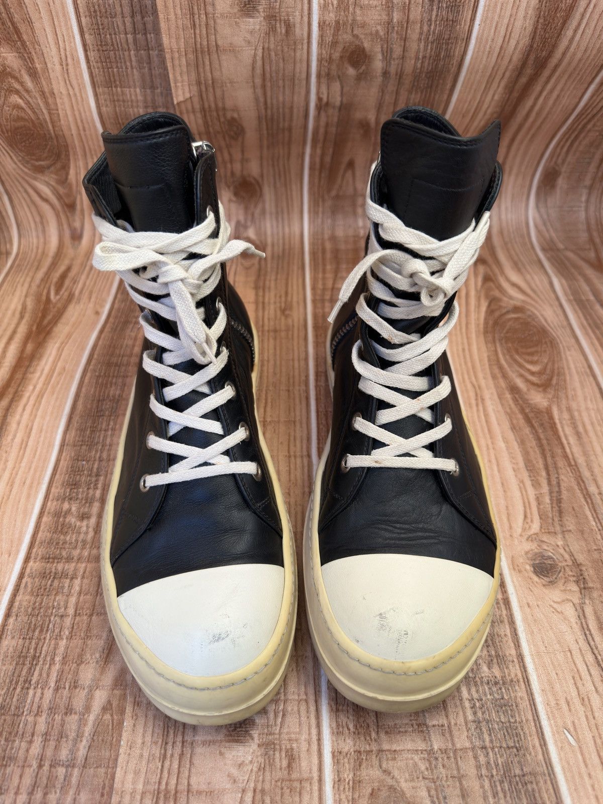 Rick Owens W16 Mainline Rick Owens Black Milk Hightop Sneaks Size US 8 / EU 41 - 4 Thumbnail