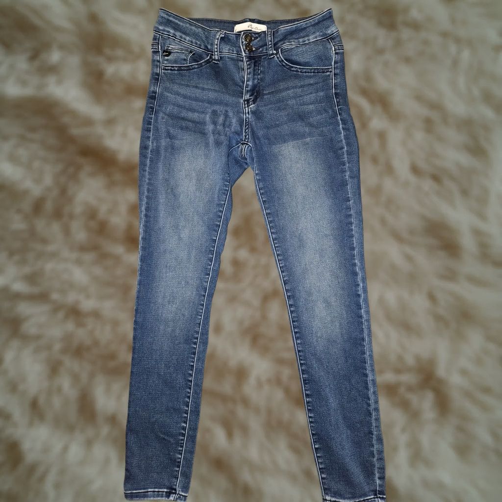 Vintage Kancan Jeans Skinny Ankle 5 Juniors Blue Low Rise 27 Inseam Stretch Pockets Logo Den im City Preppy Womens Size 27" / US 4 / IT 40 - 1 Thumbnail
