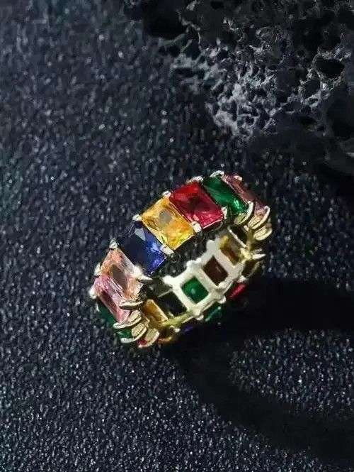 Jewelry Colorful Gemstone Gold Ring Size ONE SIZE - 8 Thumbnail
