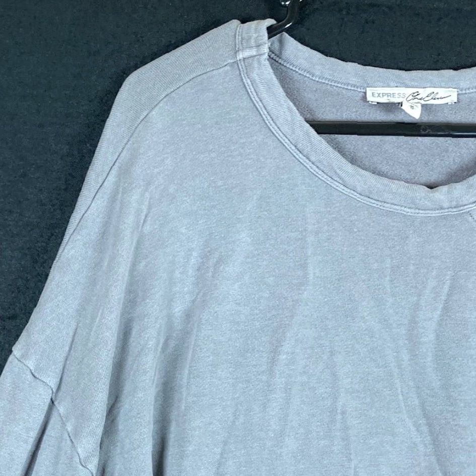 Express VINTAGE Express 111 Womens Sweater Gray Open Shoulder Cut Out Cotton Blend Medium Size M / US 6-8 / IT 42-44 - 4 Thumbnail