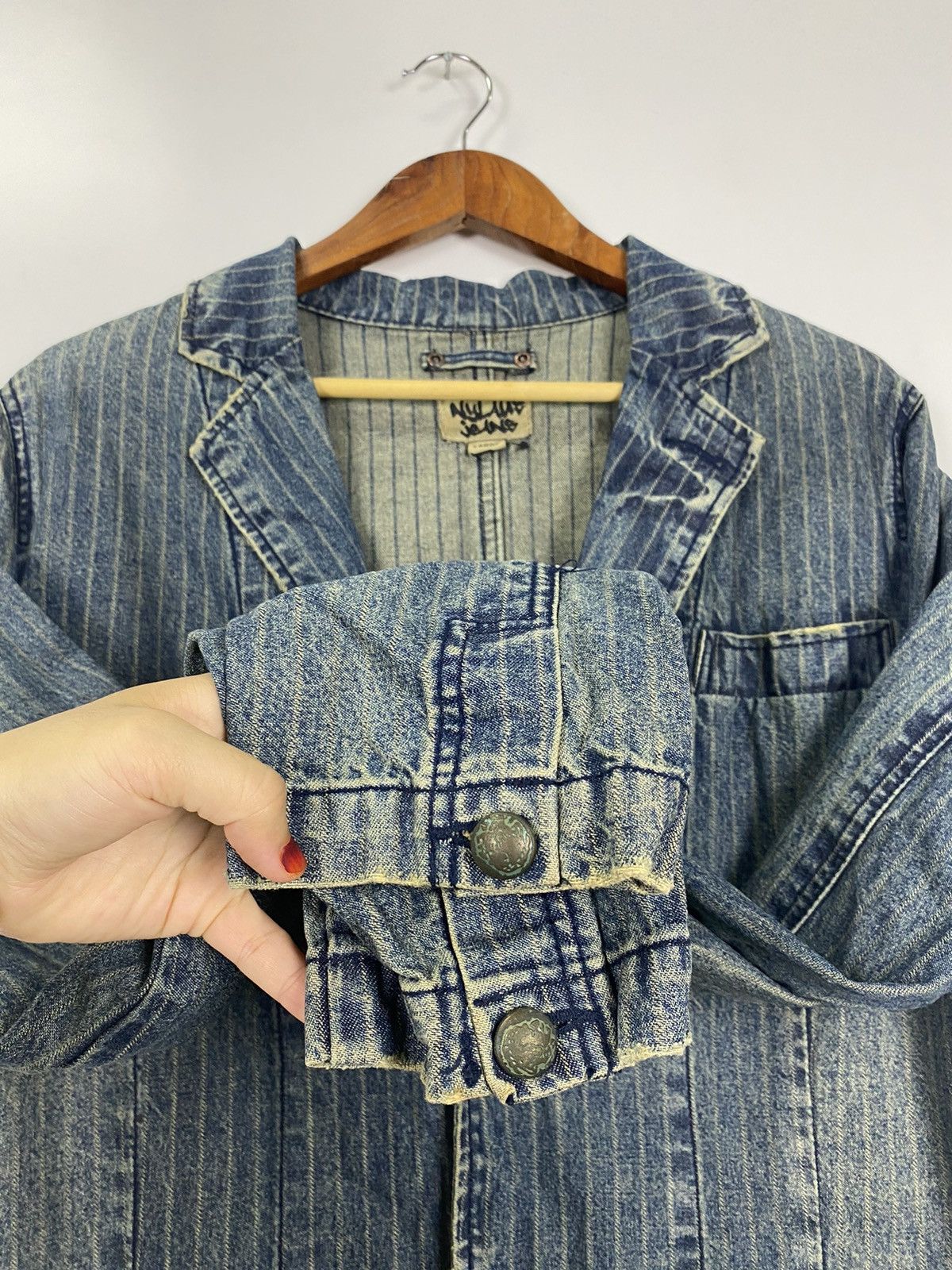Indigo × Vintage Vintage Nylaus Jeans distress design Size US L / EU 52-54 / 3 - 9 Thumbnail