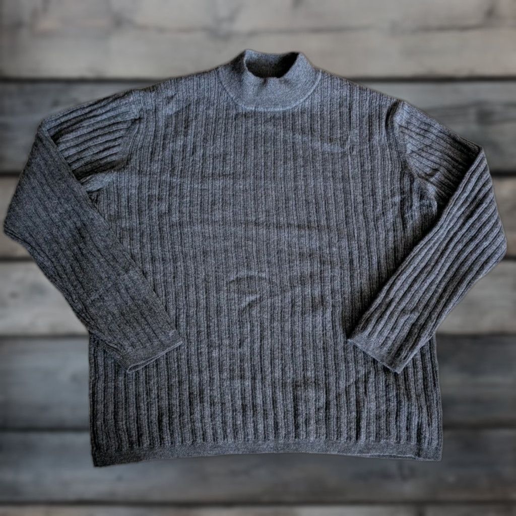 Vintage J. Ferrar Men's Sweater Merino Wool L Gray Crew Neck Pullover Long Sleeve Size US L / EU 52-54 / 3 - 1 Thumbnail