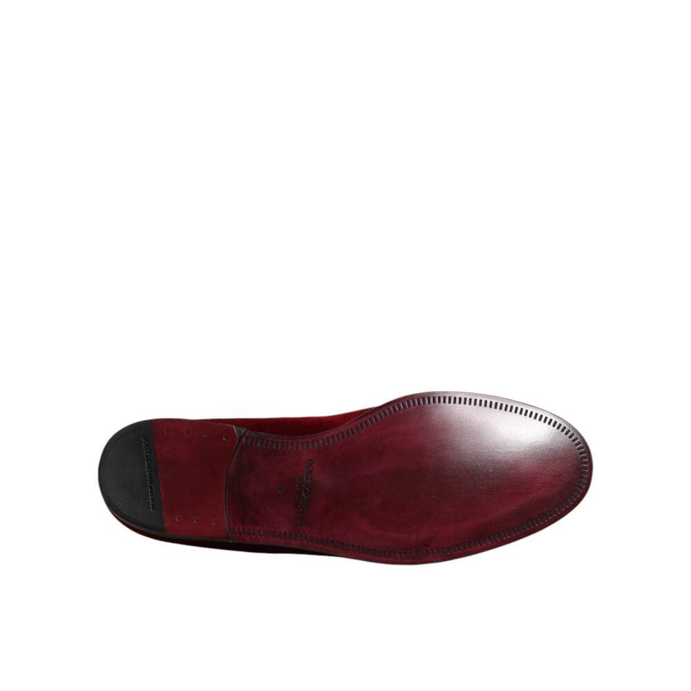 Dolce & Gabbana Dolce & Gabbana Red Cotton Velvet Slip On Loafers Formal Sho Size US 9 / EU 42 - 8 Thumbnail