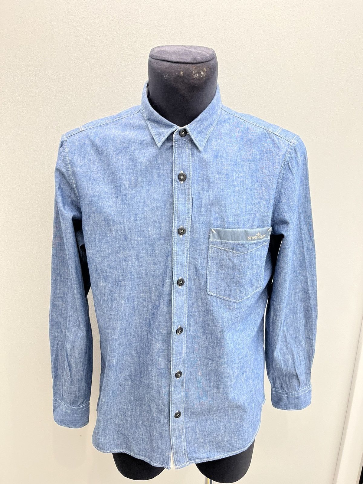 Stone Island Stone Island Logo Embroidered Cotton Shirt Size US XL / EU 56 / 4 - 2 Thumbnail
