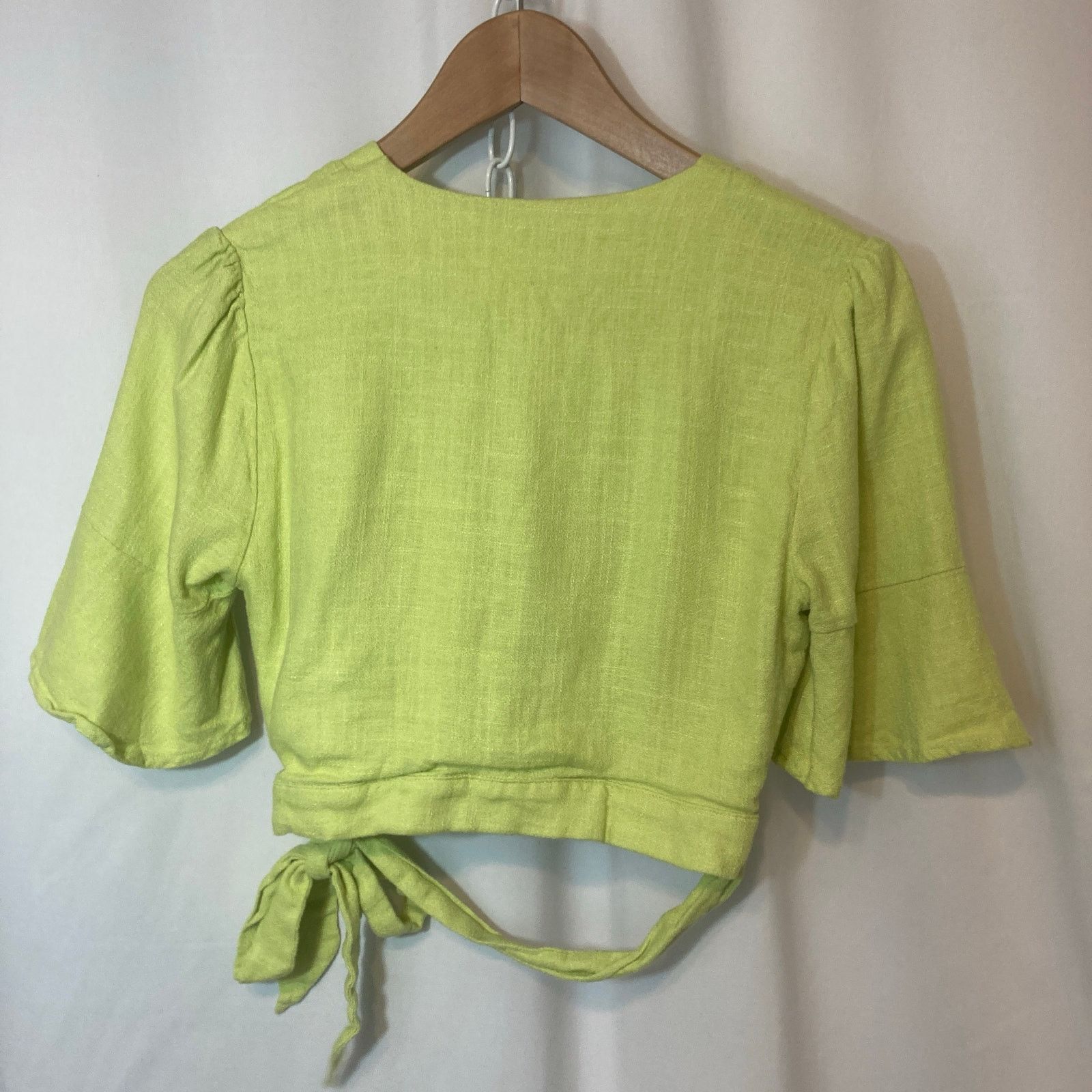 Other Lost and Wander Green Wrap Button Flutter Sleeves Crop Top Size S / US 4 / IT 40 - 11 Thumbnail