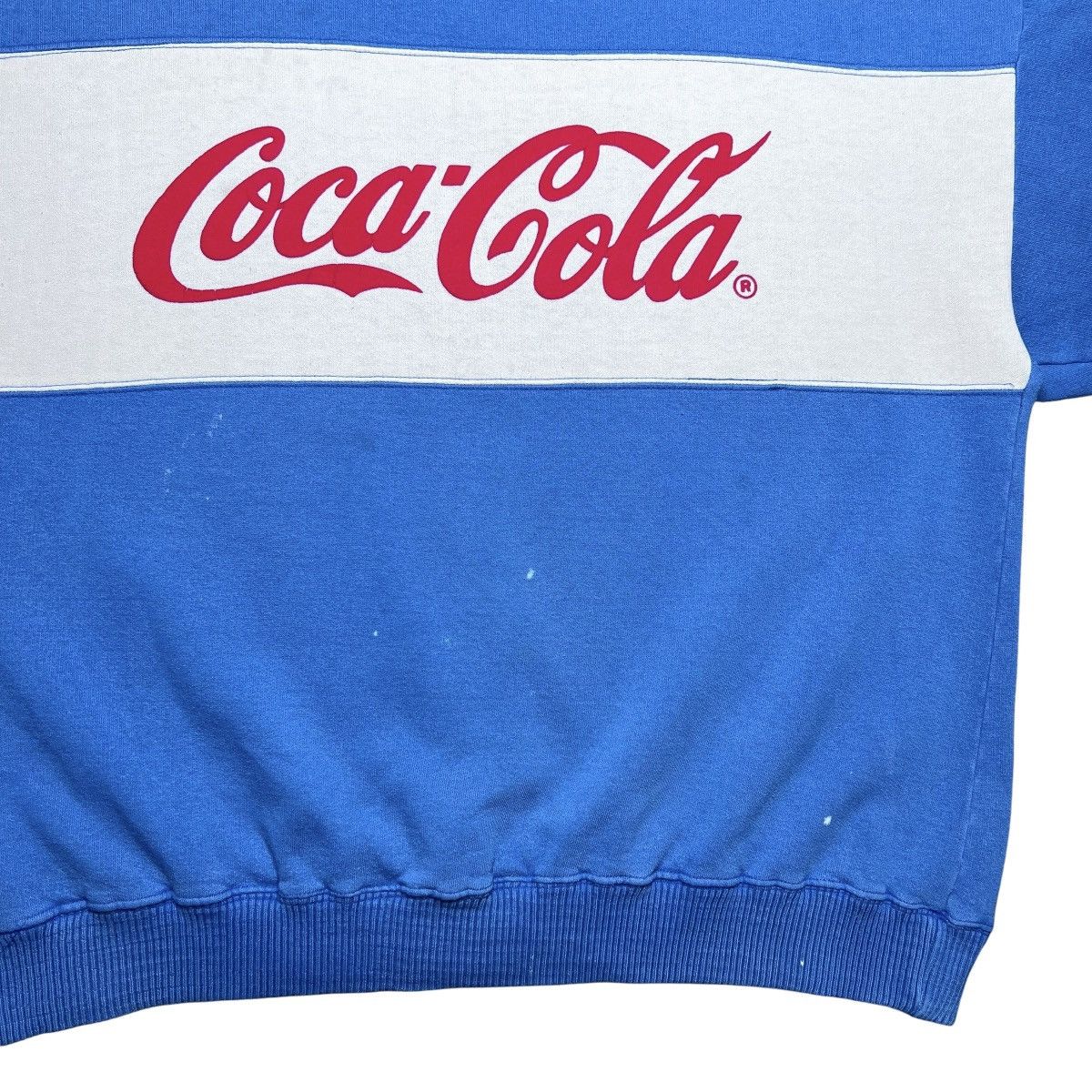 Coca Cola Vtg 1980s Coca-Cola Logo Spell Out Tricolor Blue Sweatshirt Size US L / EU 52-54 / 3 - 6 Thumbnail