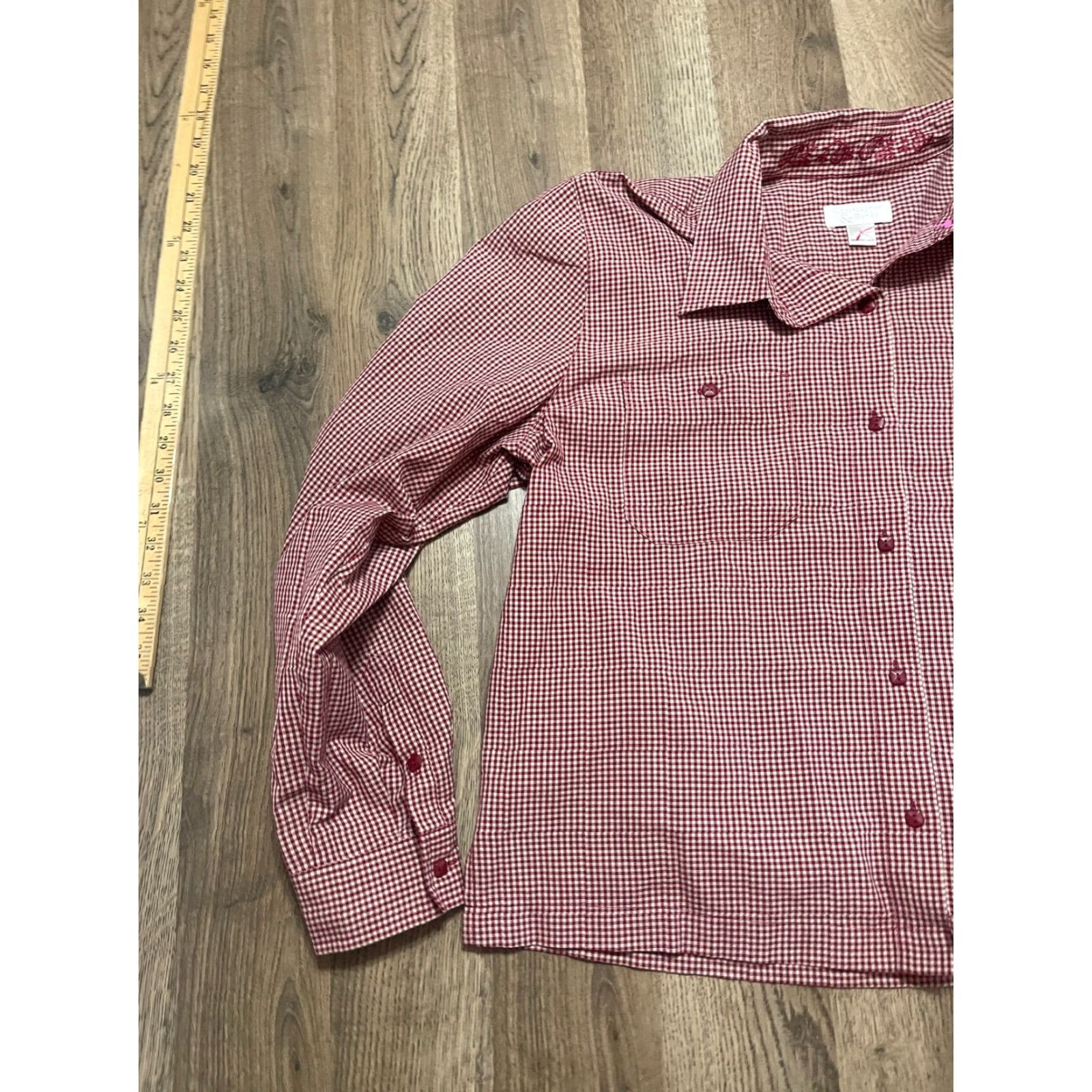 Vintage Christopher & Banks Shirt Women’s L Red White Long Sleeve Button Up Size L / US 10 / IT 46 - 3 Thumbnail
