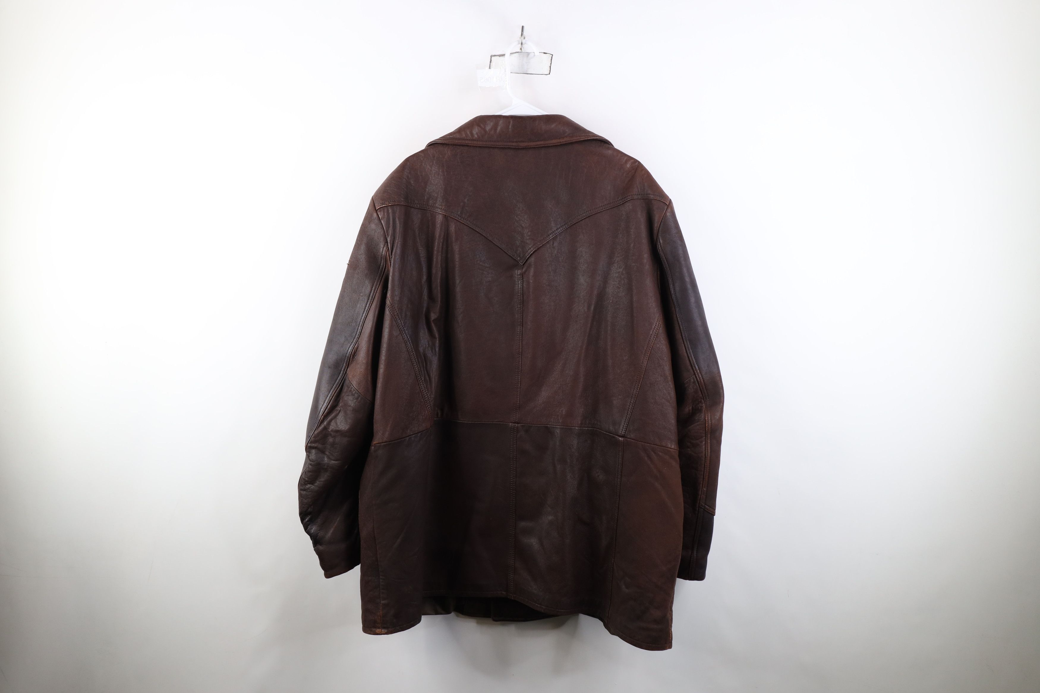 Vintage Vintage 90s Streetwear Leather Rancher Jacket Brown USA Size US XXL / EU 58 / 5 - 13 Thumbnail