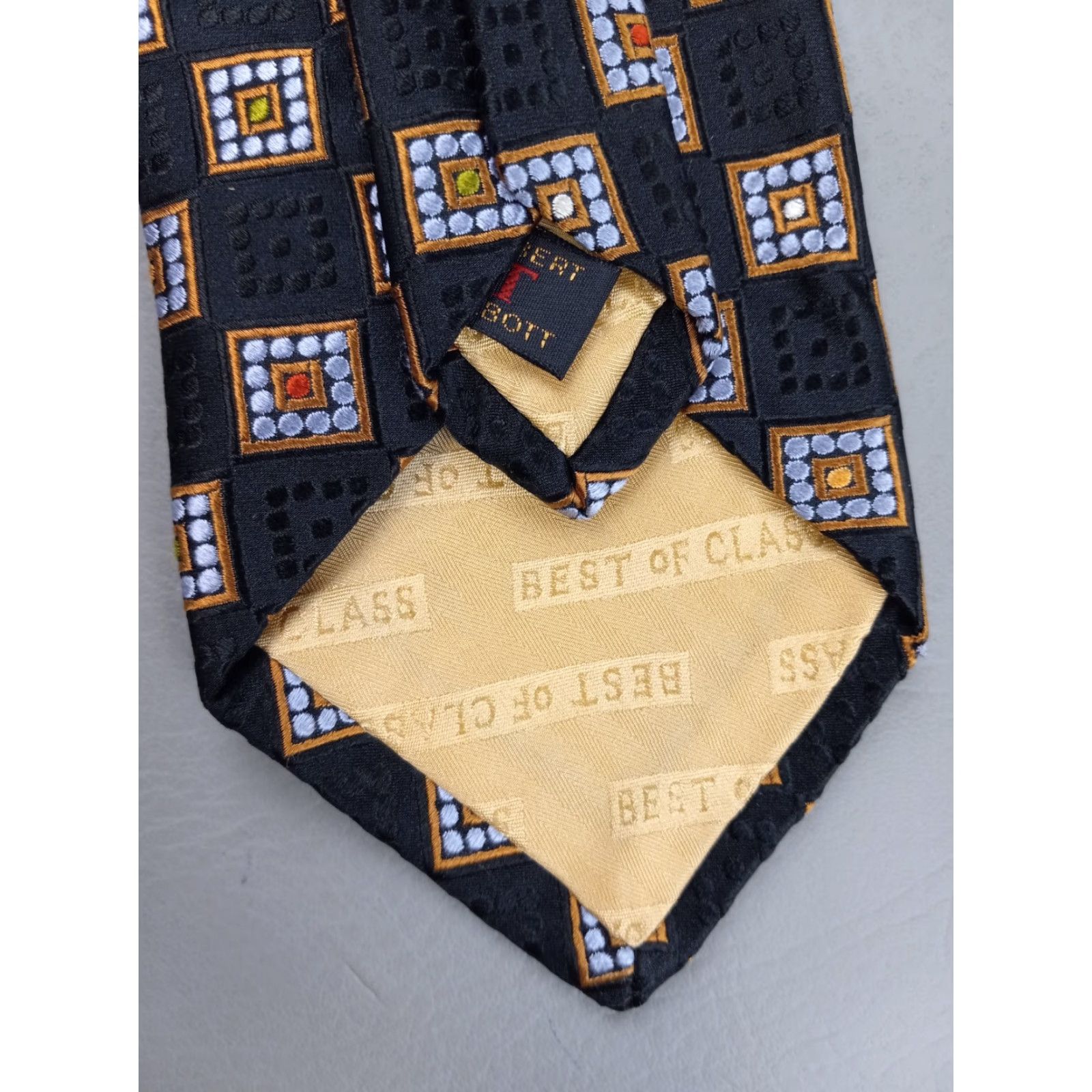 Robert Talbott Robert Talbott Best of Class Tie Black Blue Squares Thick Woven Silk Mens Tie Classic 57"-60" Black/Blue Geometric Abstract Squares Pattern Size ONE SIZE - 5 Thumbnail