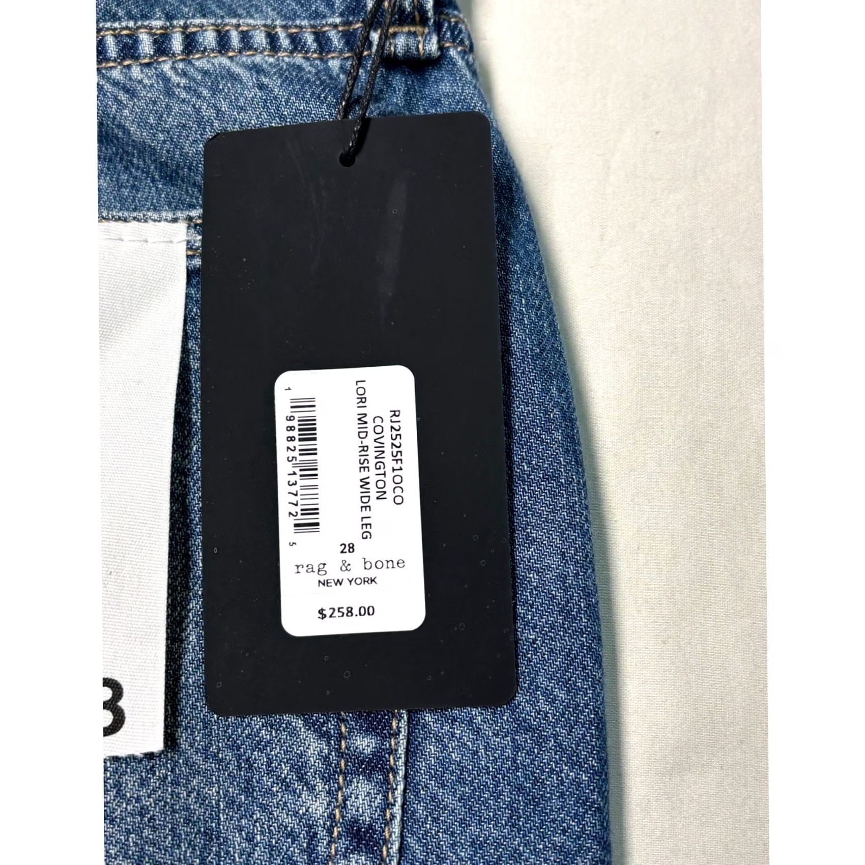 Rag & Bone NWT Rag & Bone Lori Mid-Rise Wide Leg Jeans Covington Blue Womens 28X30 Jeans 5-Pocket Cotton Blend Wide-Leg NWT Size 28" / US 6 / IT 42 - 7 Thumbnail