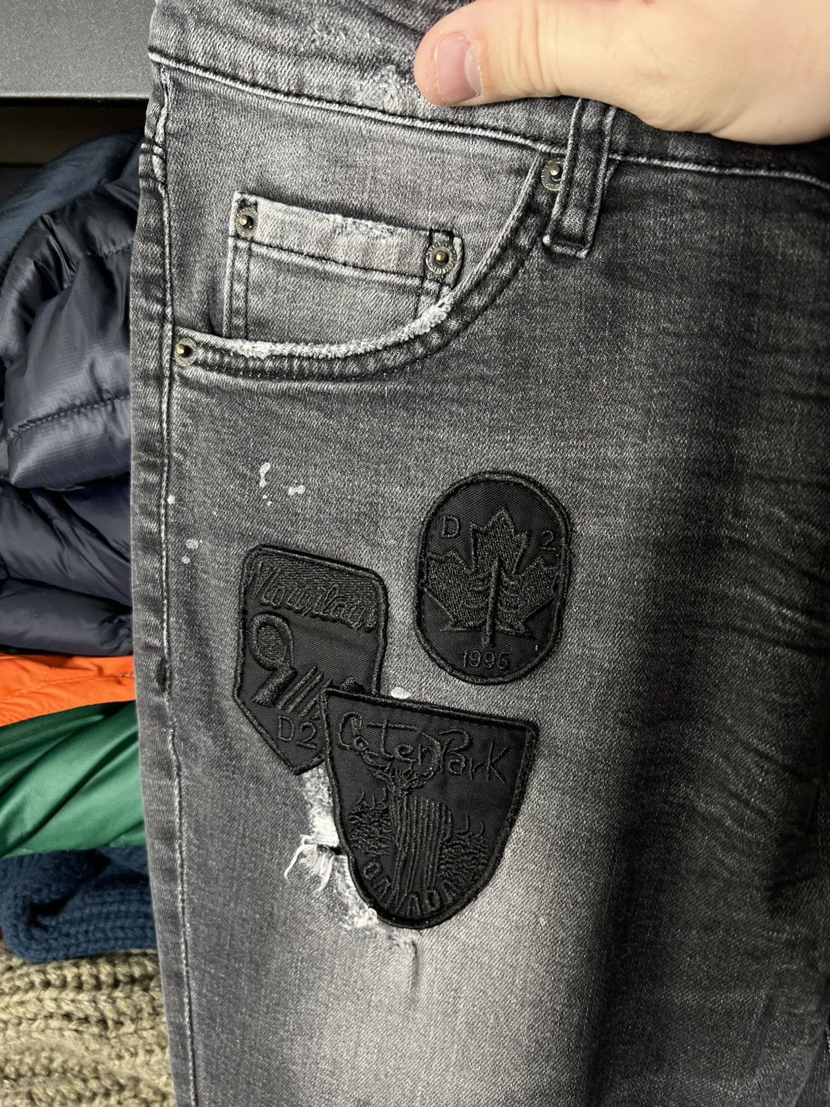 Dsquared2 Dsquared2 Slim Distressed Ripped Jeans Grey Wash Patch Denim Size US 36 / EU 52 - 7 Thumbnail