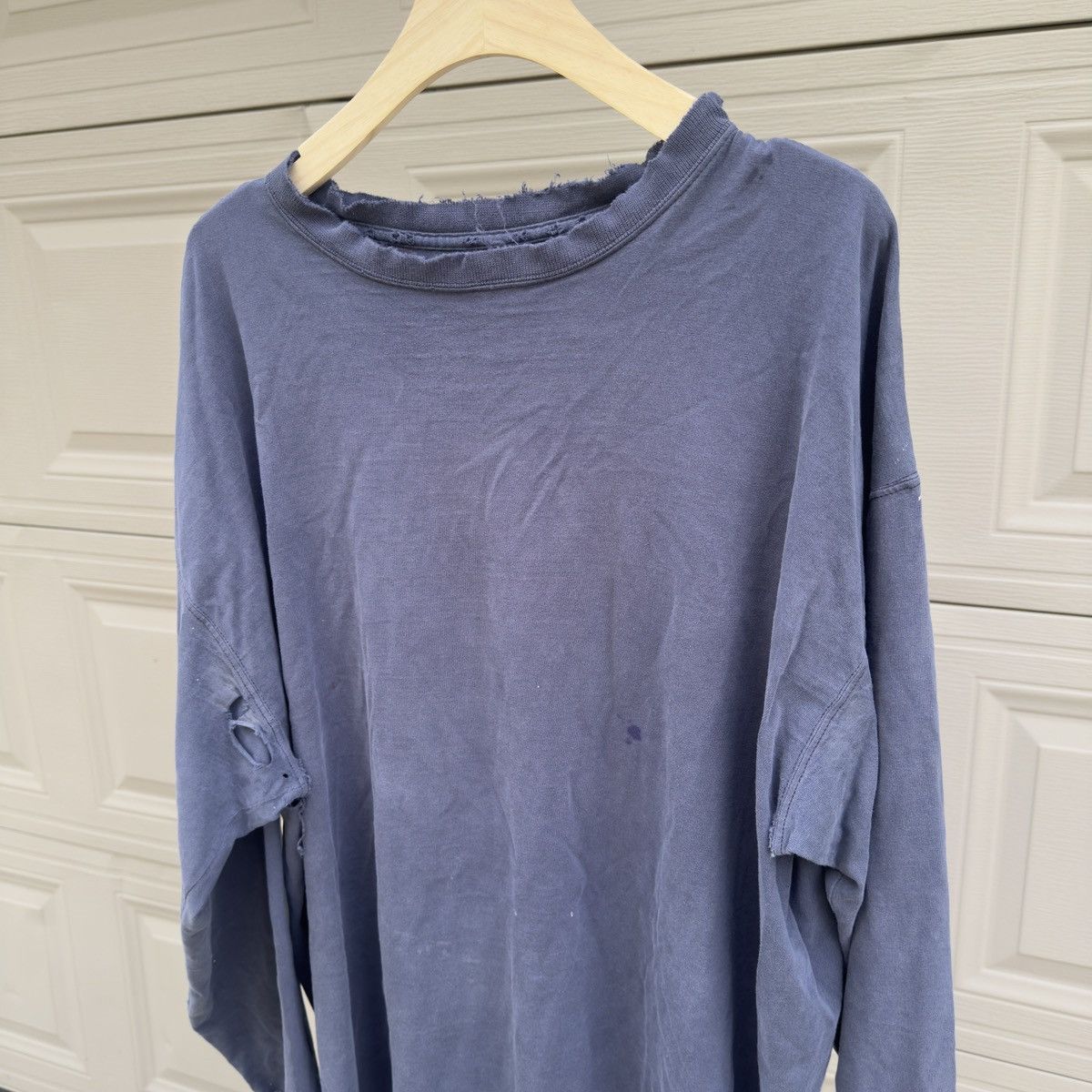 Vintage Thrashed Faded Distressed Blue Longsleeve Shirt ERD Grunge Size US XXL / EU 58 / 5 - 6 Thumbnail