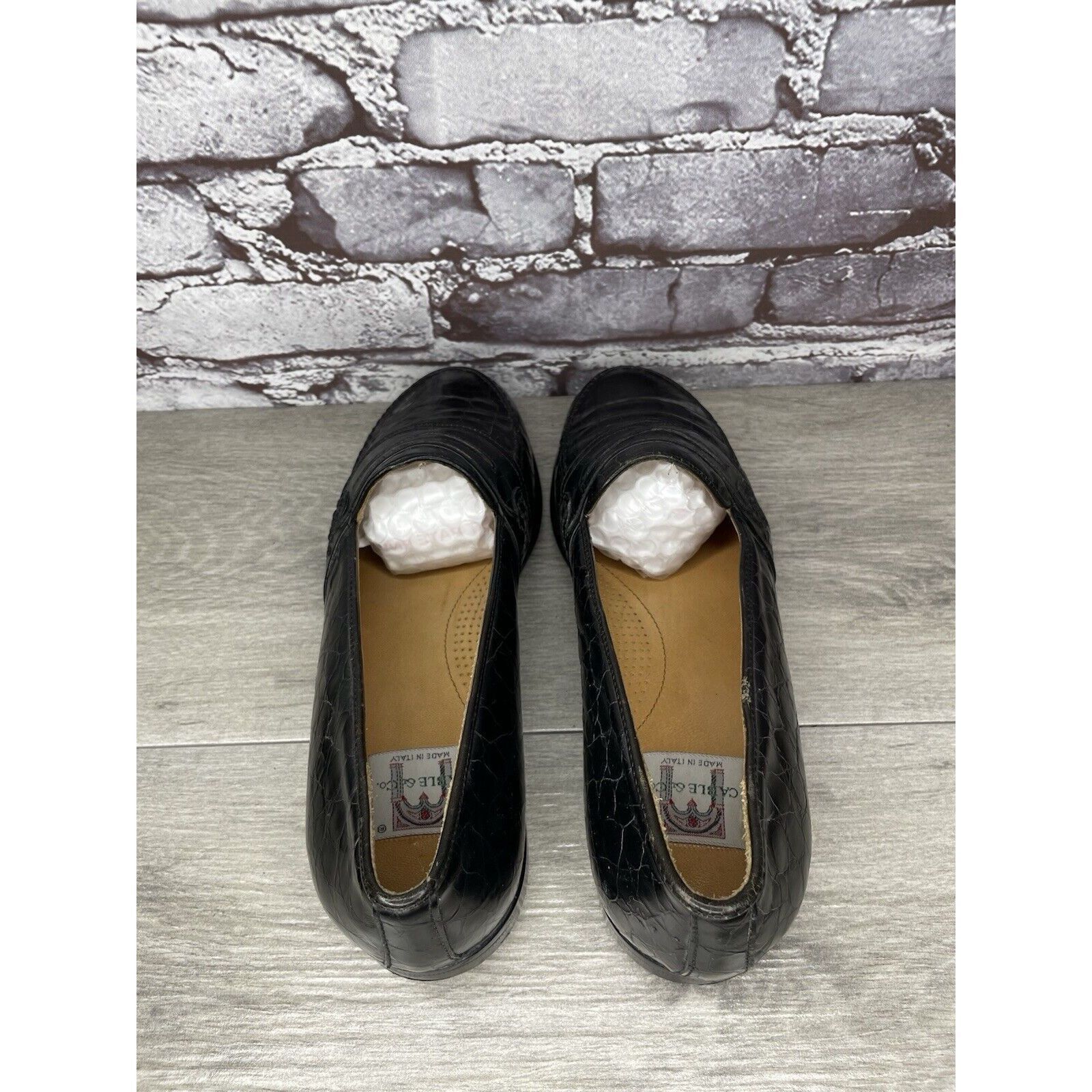 Other Cable & Co. Black Leather Croc Penny Loafers Dress Shoes Men Size US 9.5 / EU 42-43 - 5 Thumbnail