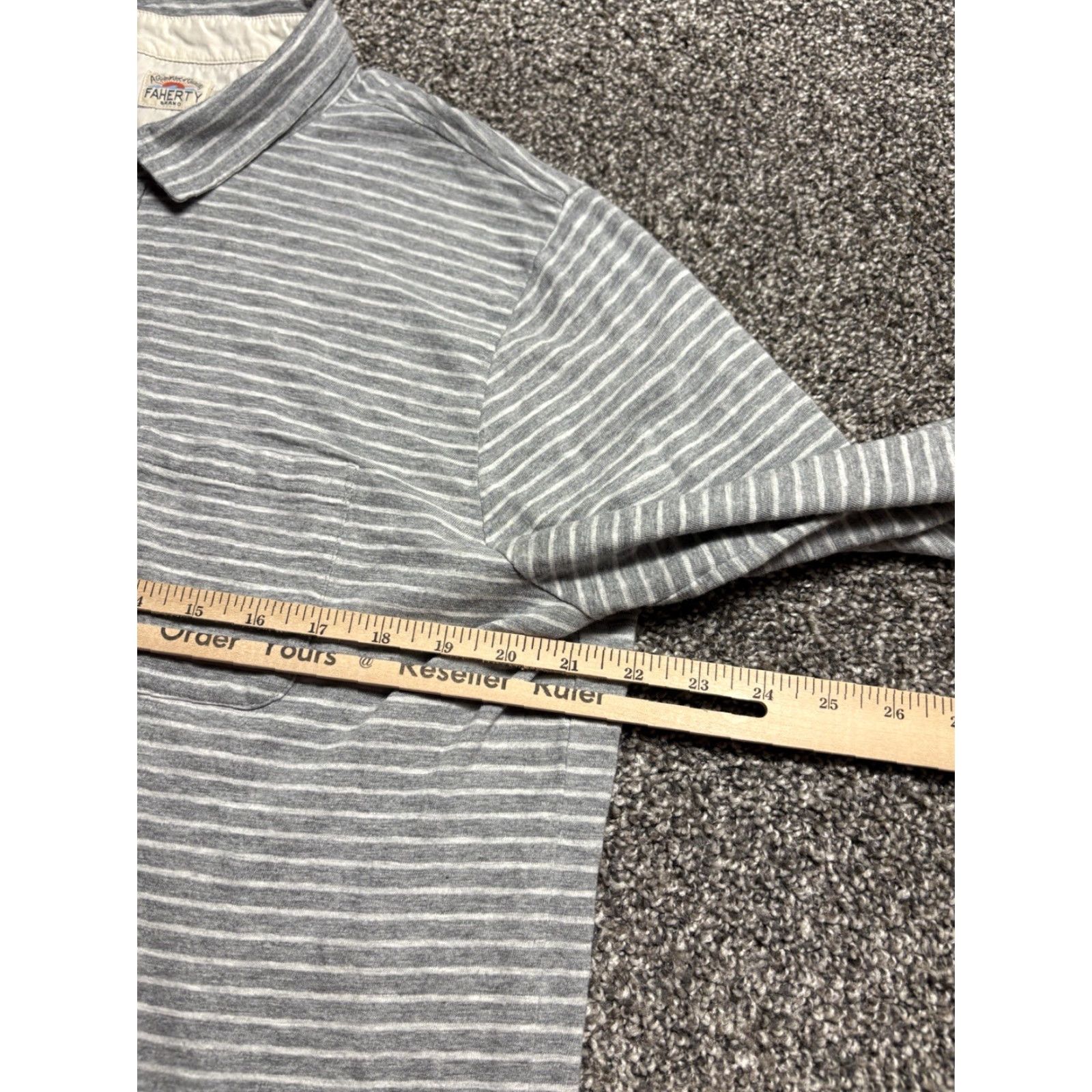 Faherty Faherty Polo Striped Mens Large Striped Heather Shirt Long Sleeve Pocket Soft Size US L / EU 52-54 / 3 - 7 Thumbnail