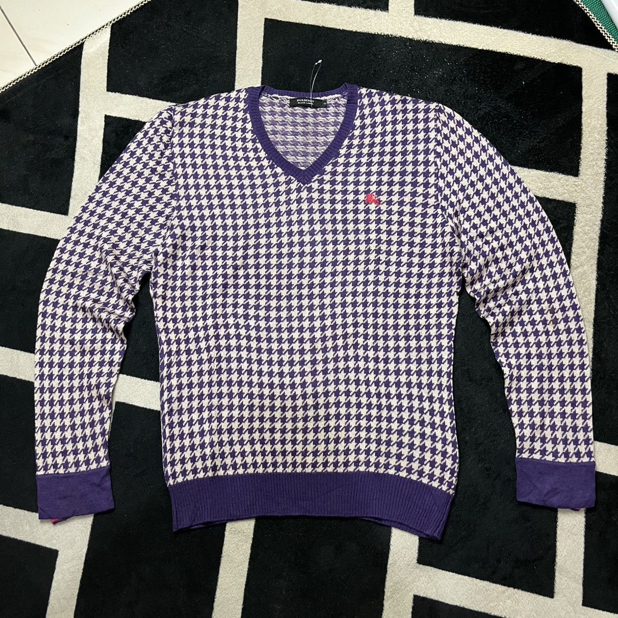 Burberry 🔥 Burberry Black Label Houndstooth V neck Knit Sweater Size US M / EU 48-50 / 2 - 1 Thumbnail