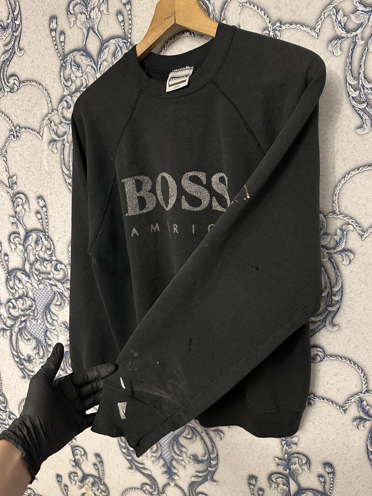 Tultex BOSS AMERICA 90s Distressed Faded Rare💥 Vintage Sweatshirt Size US M / EU 48-50 / 2 - 2 Thumbnail