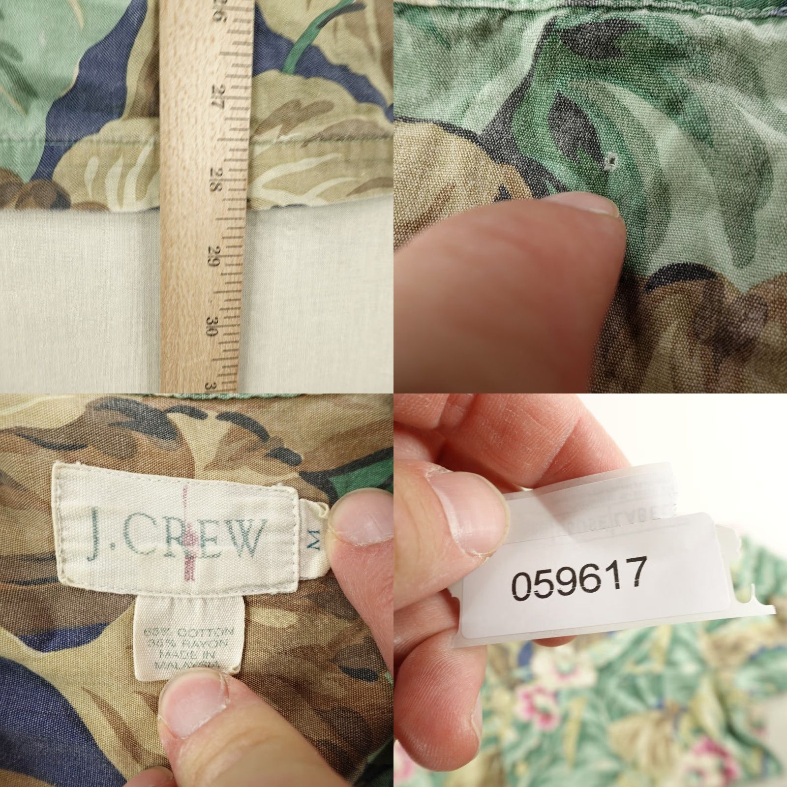 J.Crew Vintage J Crew Shirt Mens Medium Green Brown Oarsman Hawaiian Button Up Aloha ^ Size US M / EU 48-50 / 2 - 8 Thumbnail