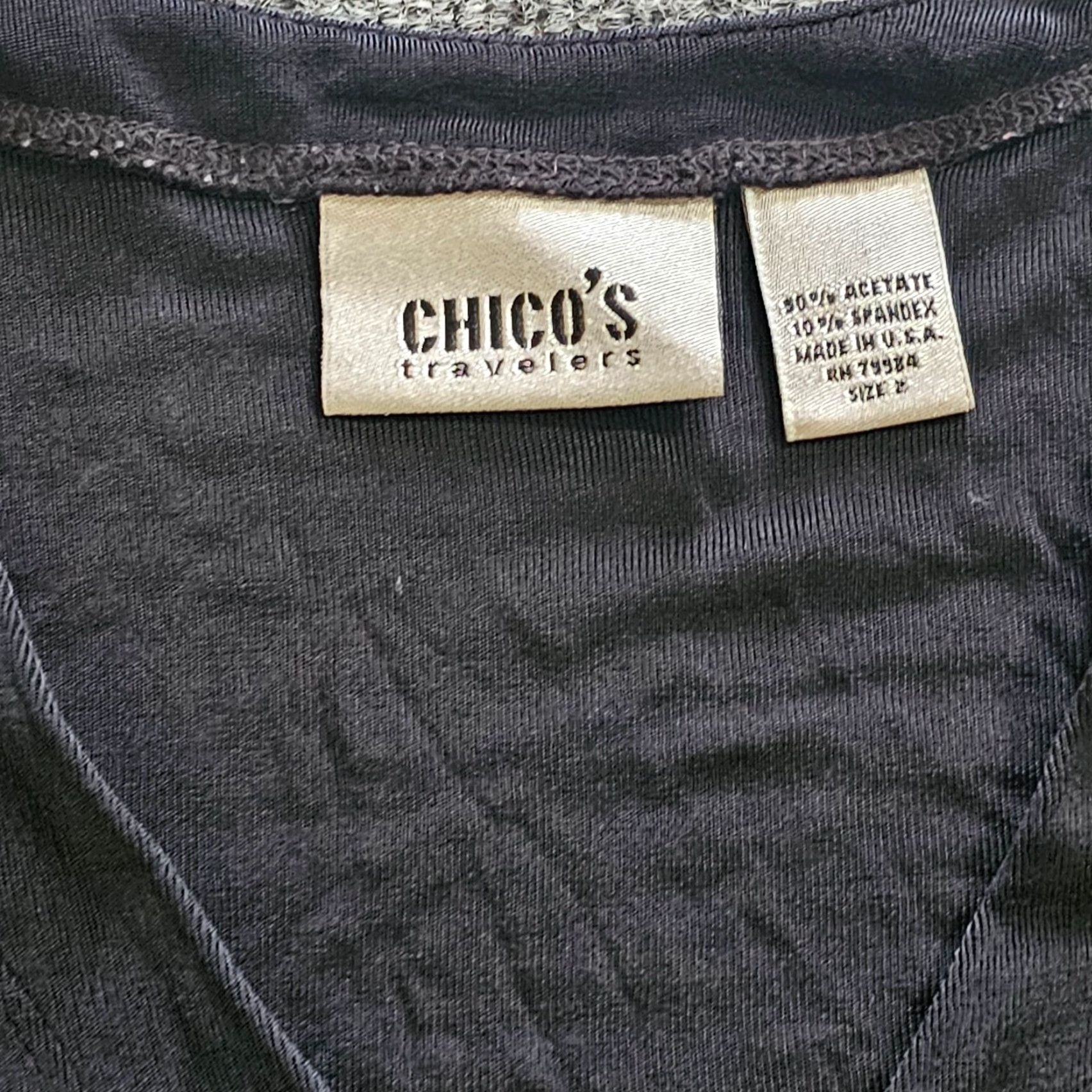 Vintage Chicos Cardigan Sweater Womens Large Black Button Stretchy Travel Career L Knit Classic Shirt (Chico's) Size L / US 10 / IT 46 - 3 Thumbnail