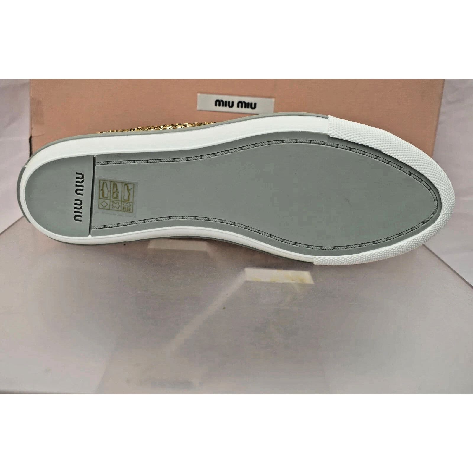 Miu Miu MIU MIU PRADA 5E8998 GOLD GLITTER METAL LOGO SNEAKERS 40.5 Size US 10.5 / IT 40.5 - 9 Thumbnail