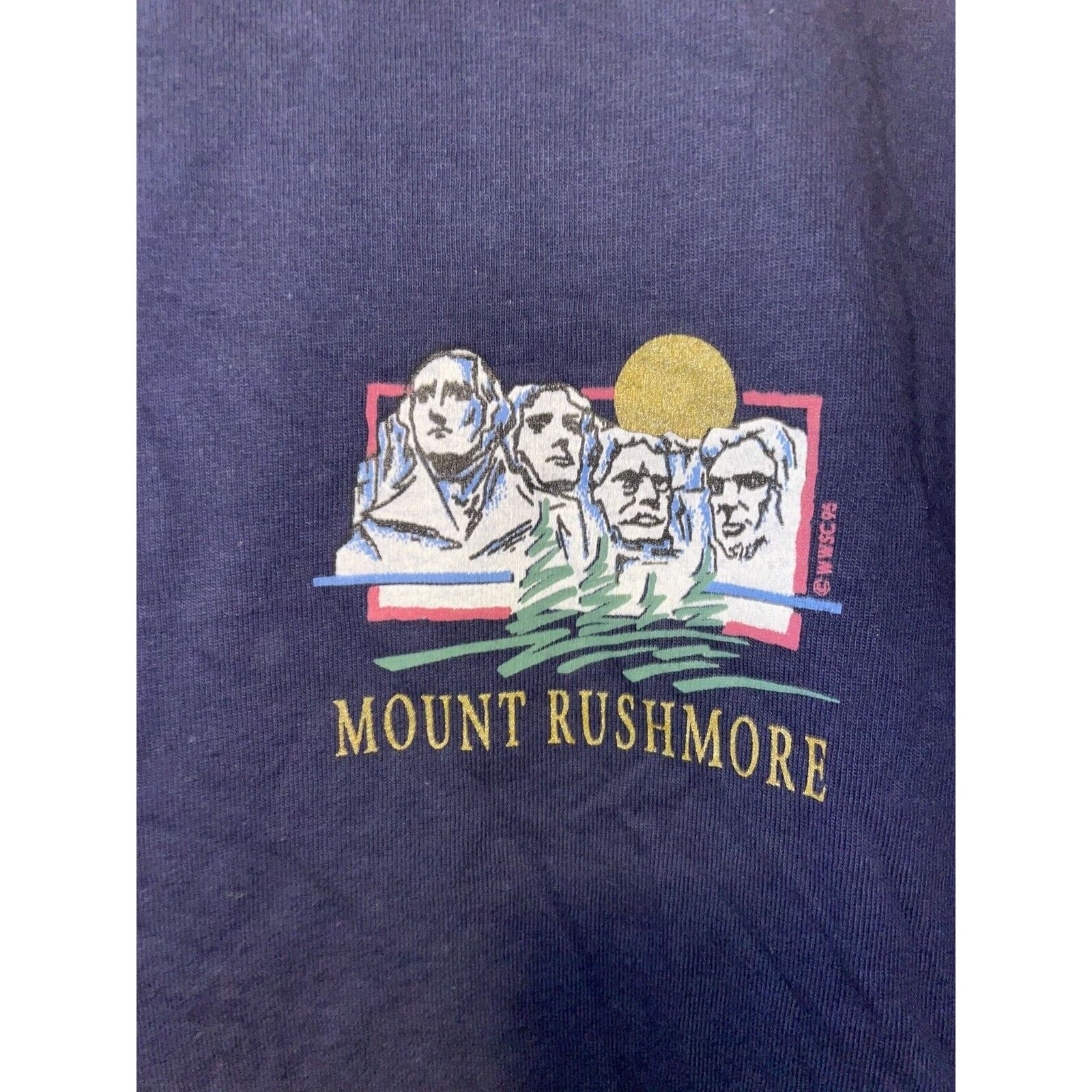 Jerzees Vintage Mount Rushmore Shirt Blue Graphic Tee 1990s VTG 90s Size US L / EU 52-54 / 3 - 3 Thumbnail