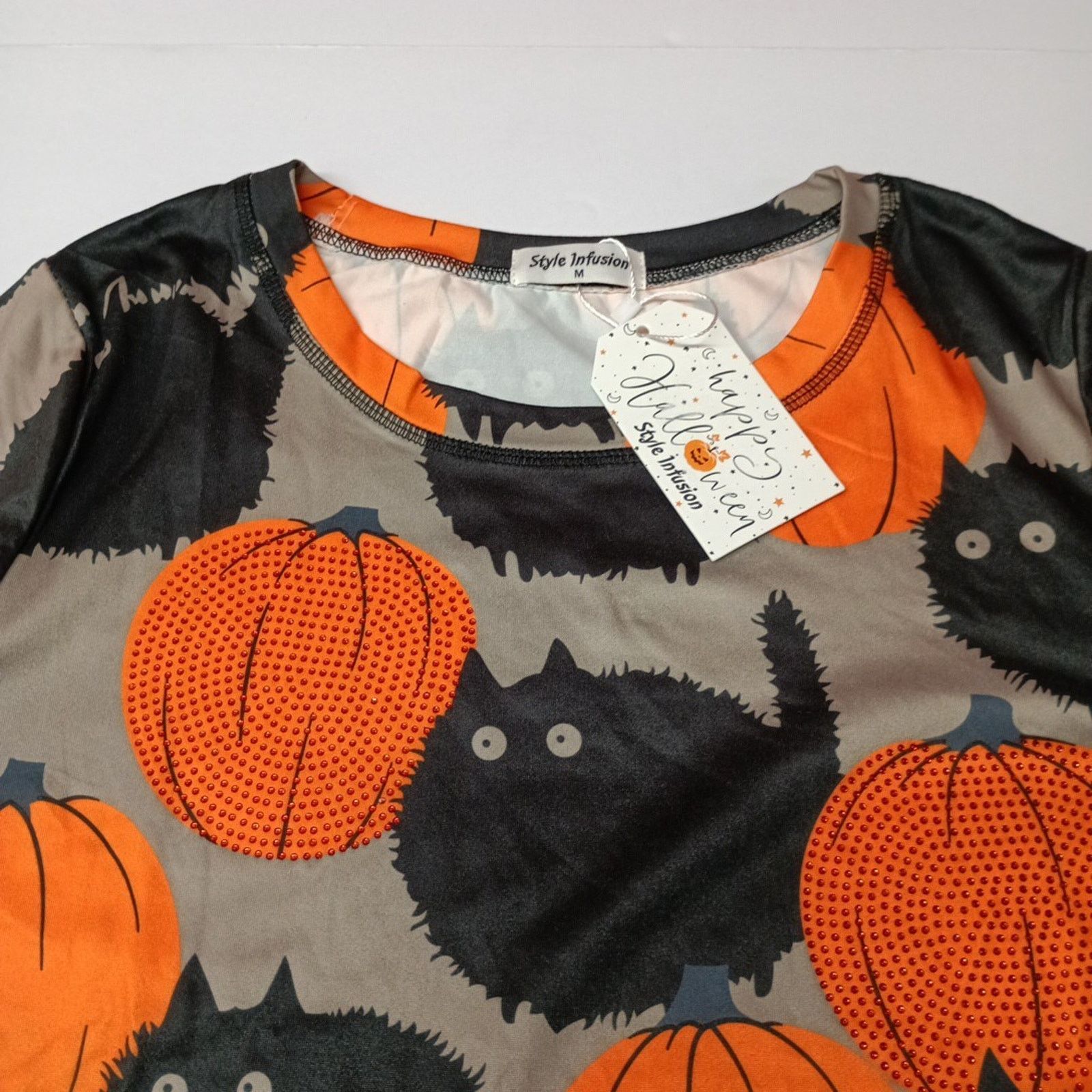 Other Halloween Womens Top Size M Medium Cats & Pumpkins Polyester Size M / US 6-8 / IT 42-44 - 3 Thumbnail