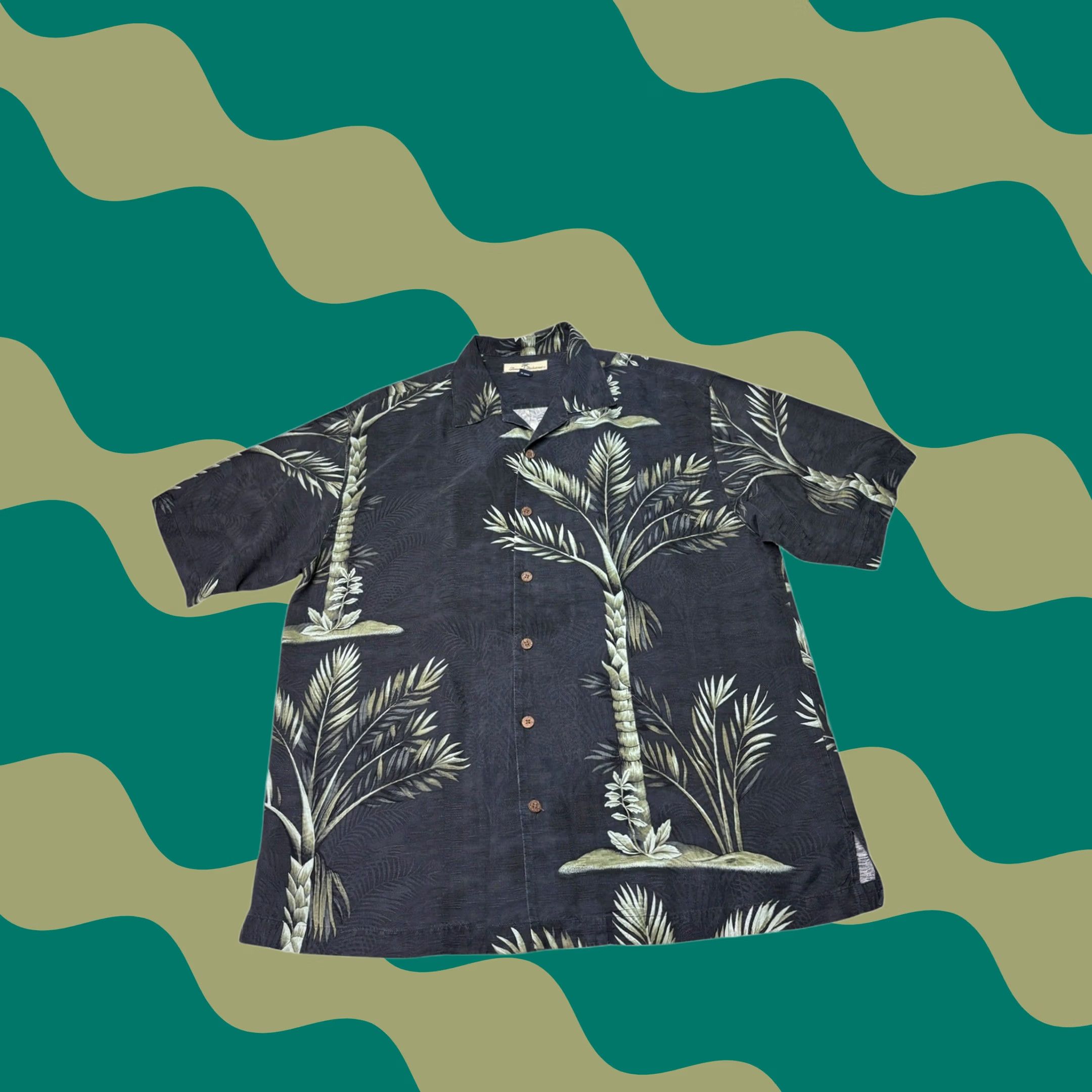Tommy Bahama Tommy Bahama Mens Silk Palm Tree Camp Shirt Black Short Sleeve Button Down L Size US L / EU 52-54 / 3 - 1 Thumbnail