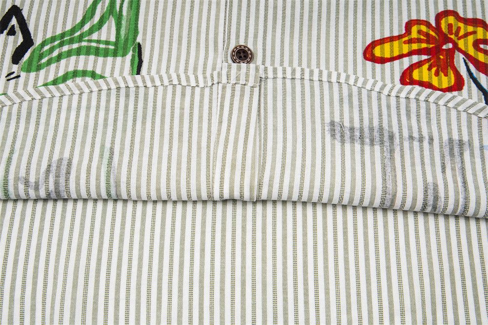 Japanese Brand Fun Cartoon Doodle Vertical Stripe Short-Sleeve Shirt Size US M / EU 48-50 / 2 - 5 Thumbnail