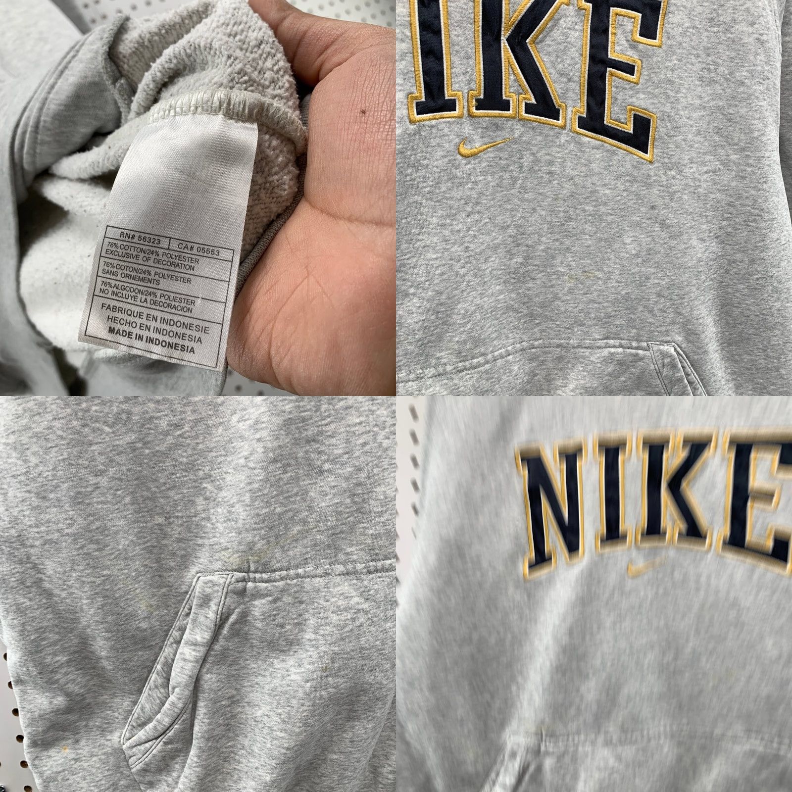 Nike Nike Hoodie Mens XL Gray Center Swoosh Embroidered Spellout Vintage Size US XL / EU 56 / 4 - 8 Thumbnail