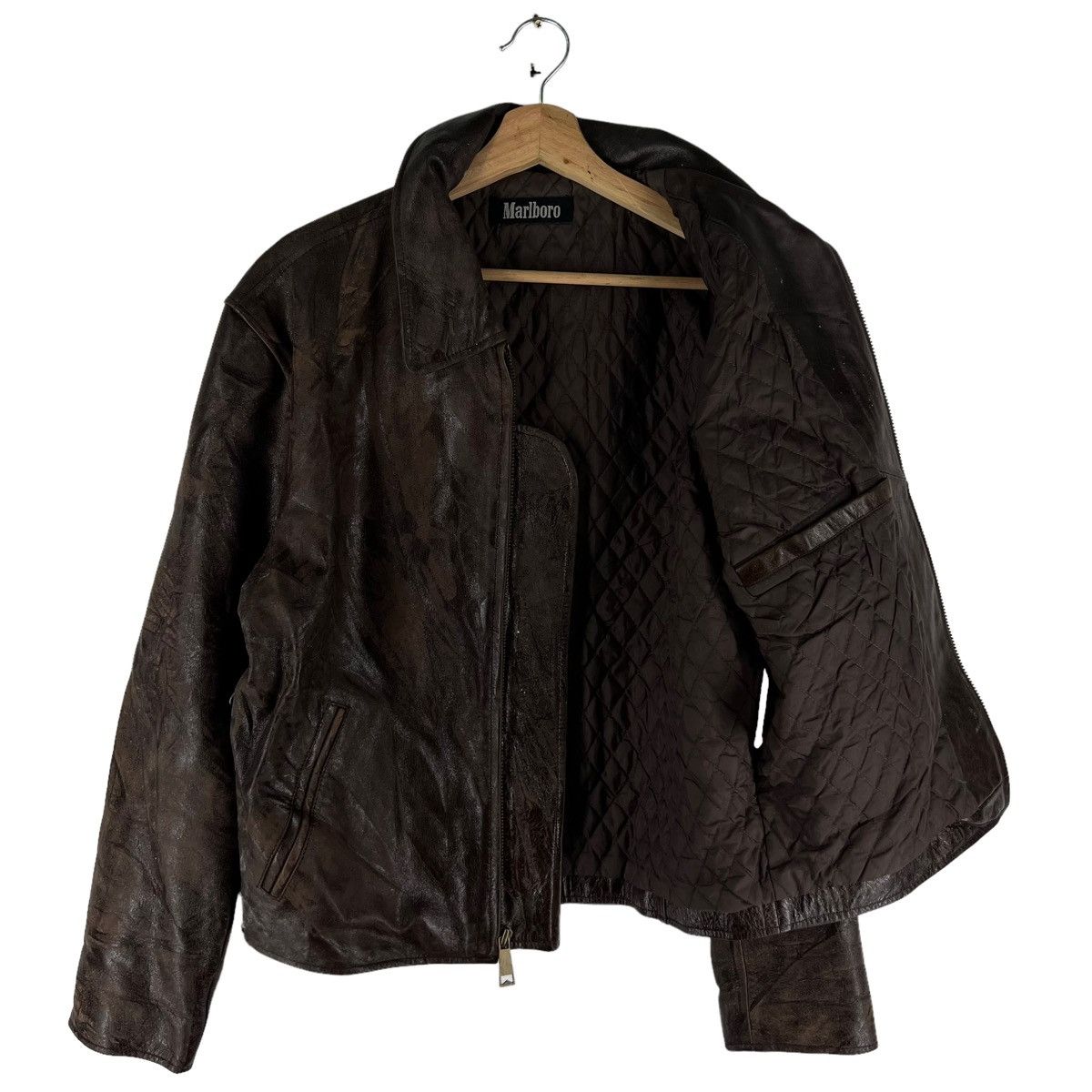 Marlboro 🔥VINTAGE BIKER GENUINE LEATHER JACKET FLY MARLBORO Size US S / EU 44-46 / 1 - 10 Thumbnail