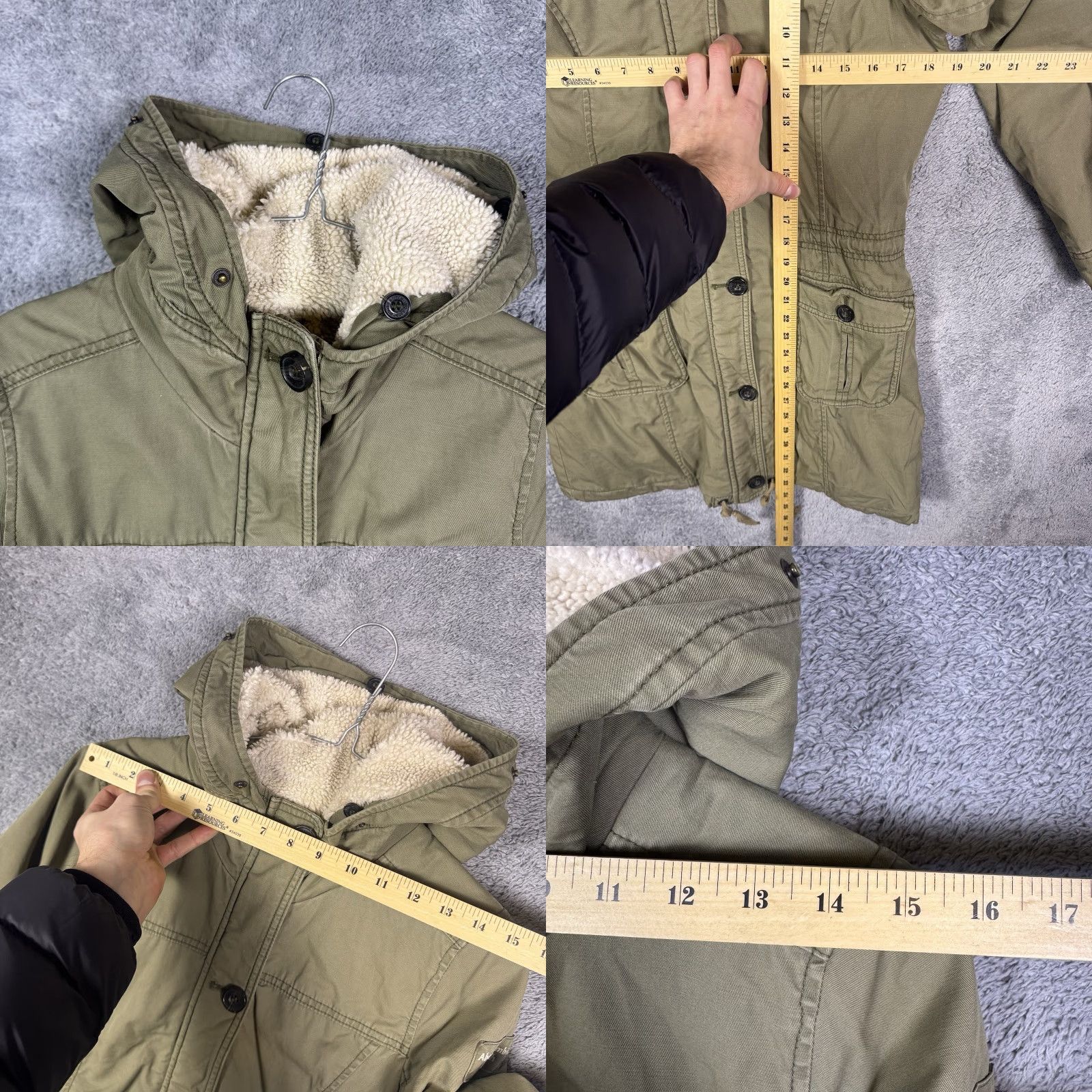 Abercrombie & Fitch Abercrombie & Fitch Jacket Womens M Sherpa Parka Trench Field Chore Coat VTG Y2K Green Hooded Long Sleeve Size M / US 6-8 / IT 42-44 - 8 Thumbnail