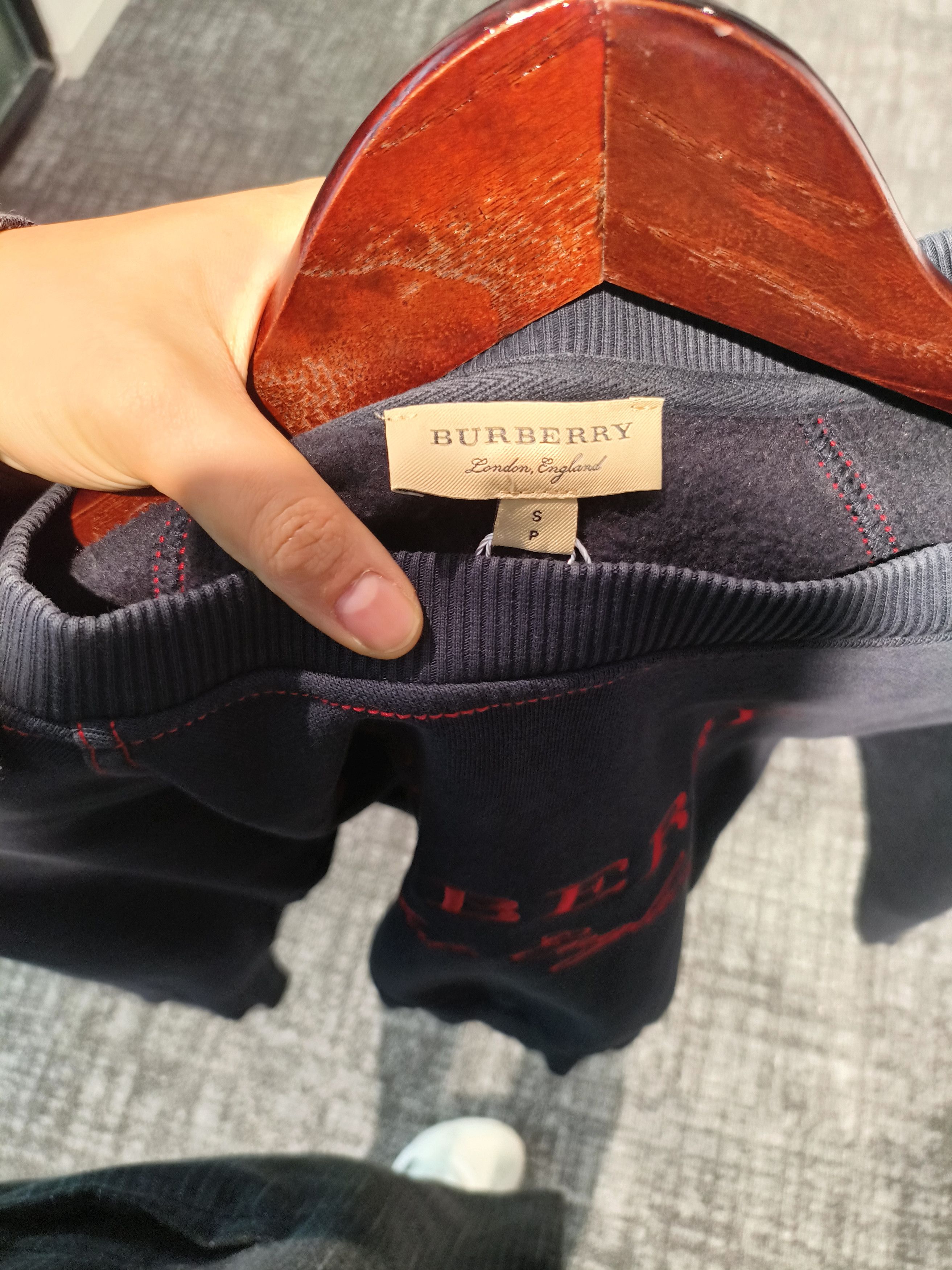Burberry Burberry Navy Logo Embroidered Cotton Sweatshirt (Size S) Size US S / EU 44-46 / 1 - 12 Thumbnail