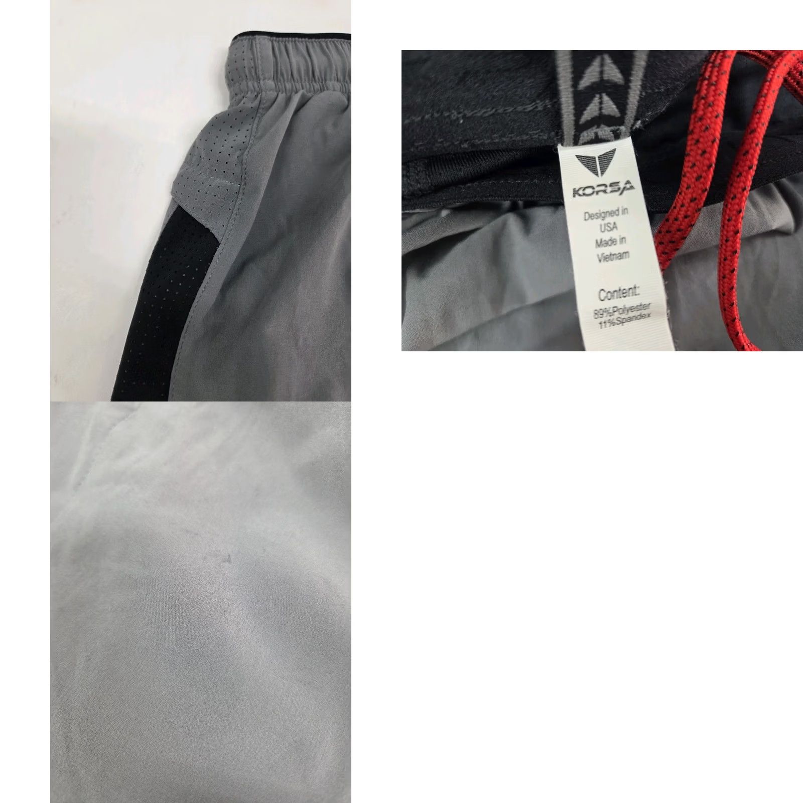 Vintage Korsa Mens Running Shorts Lined Drawstring Back Pocket Zip Grey Size M Size US 31 - 8 Thumbnail