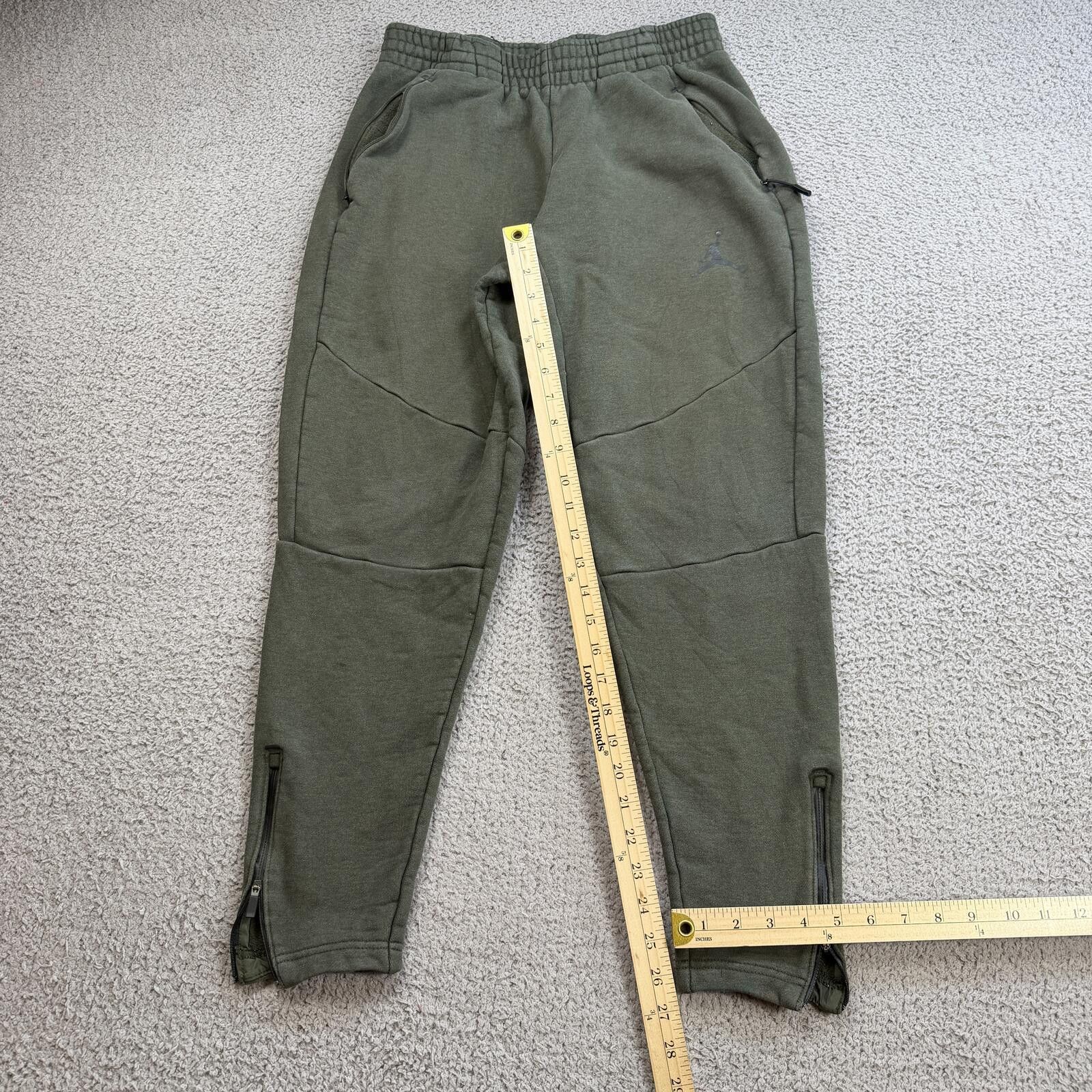 Jordan Brand Jordan Olive Green Fleece Jogger Sweatpants Mens S Zip Ankle Size US 30 / EU 46 - 4 Thumbnail