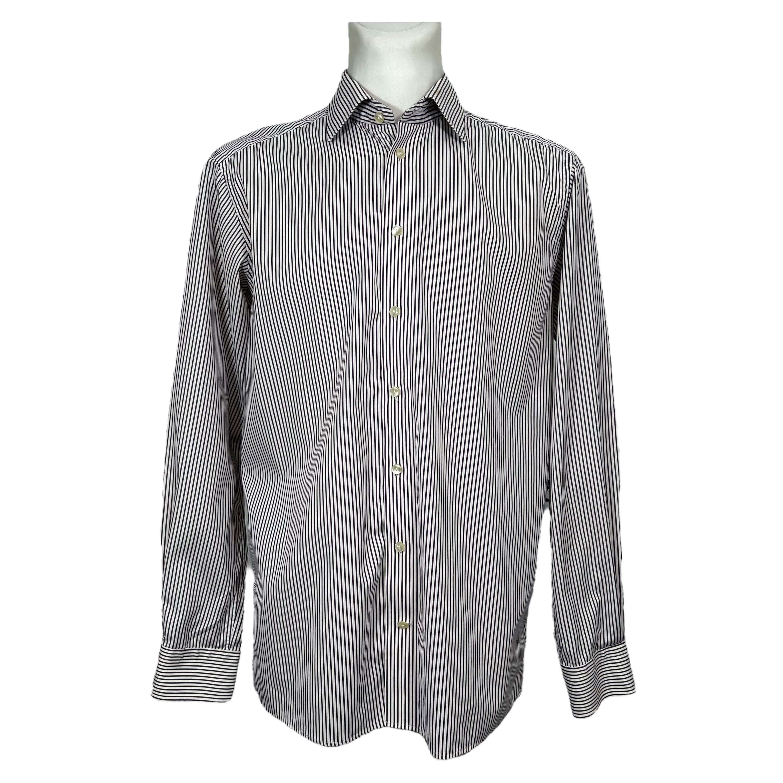 Eton Eton Contemporary Fit Purple White Striped Shirt Floral 16.5 Size 40R - 1 Thumbnail