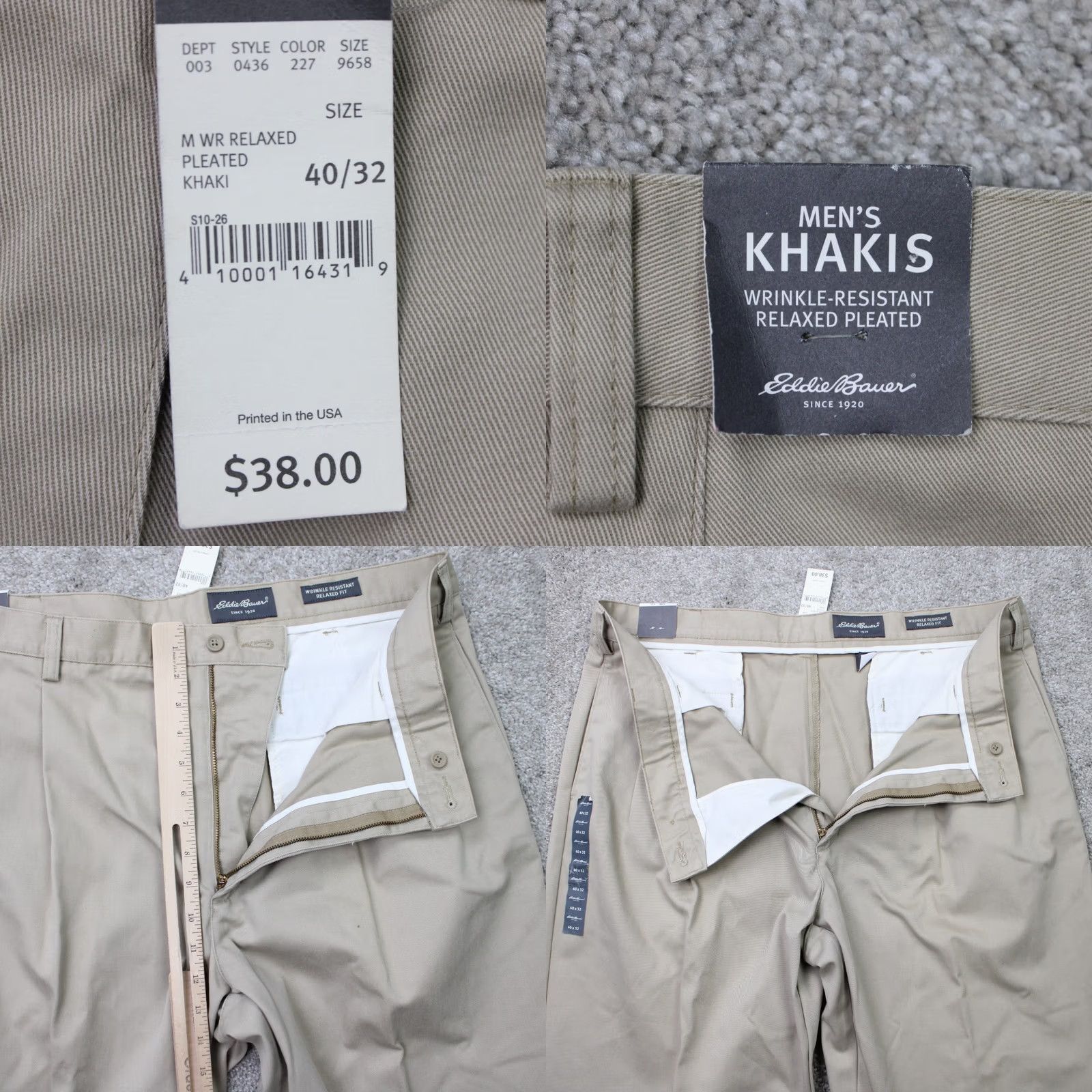 Eddie Bauer Eddie Bauer Chino Pants Mens 40x32 Beige NWT Slim/Regular Straight Front Wool Blend? Size US 40 / EU 56 - 8 Thumbnail
