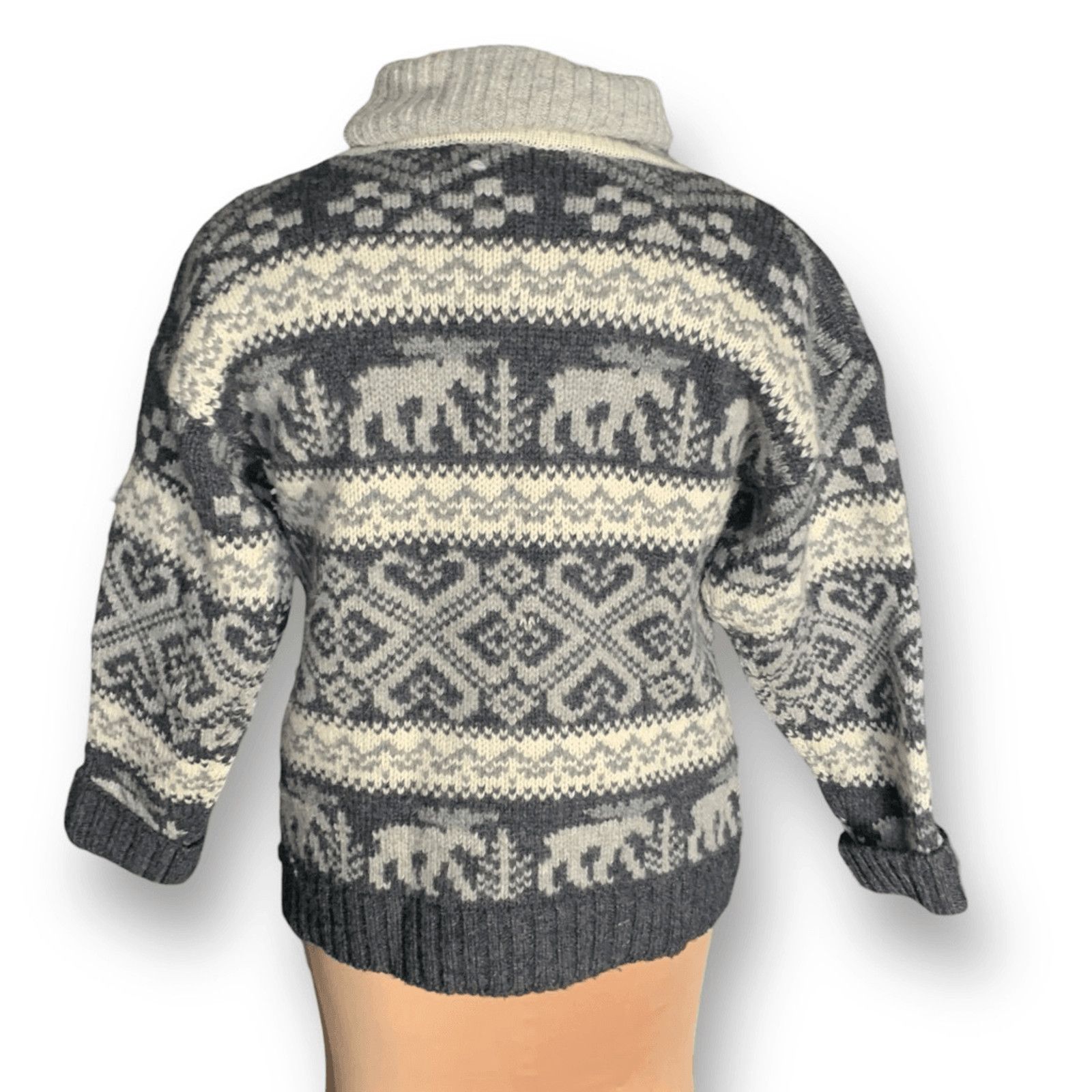 Eddie Bauer Vintage 90s Eddie Bauer Gray Wool Moose Nordic Fair Isle Size M / US 6-8 / IT 42-44 - 4 Thumbnail