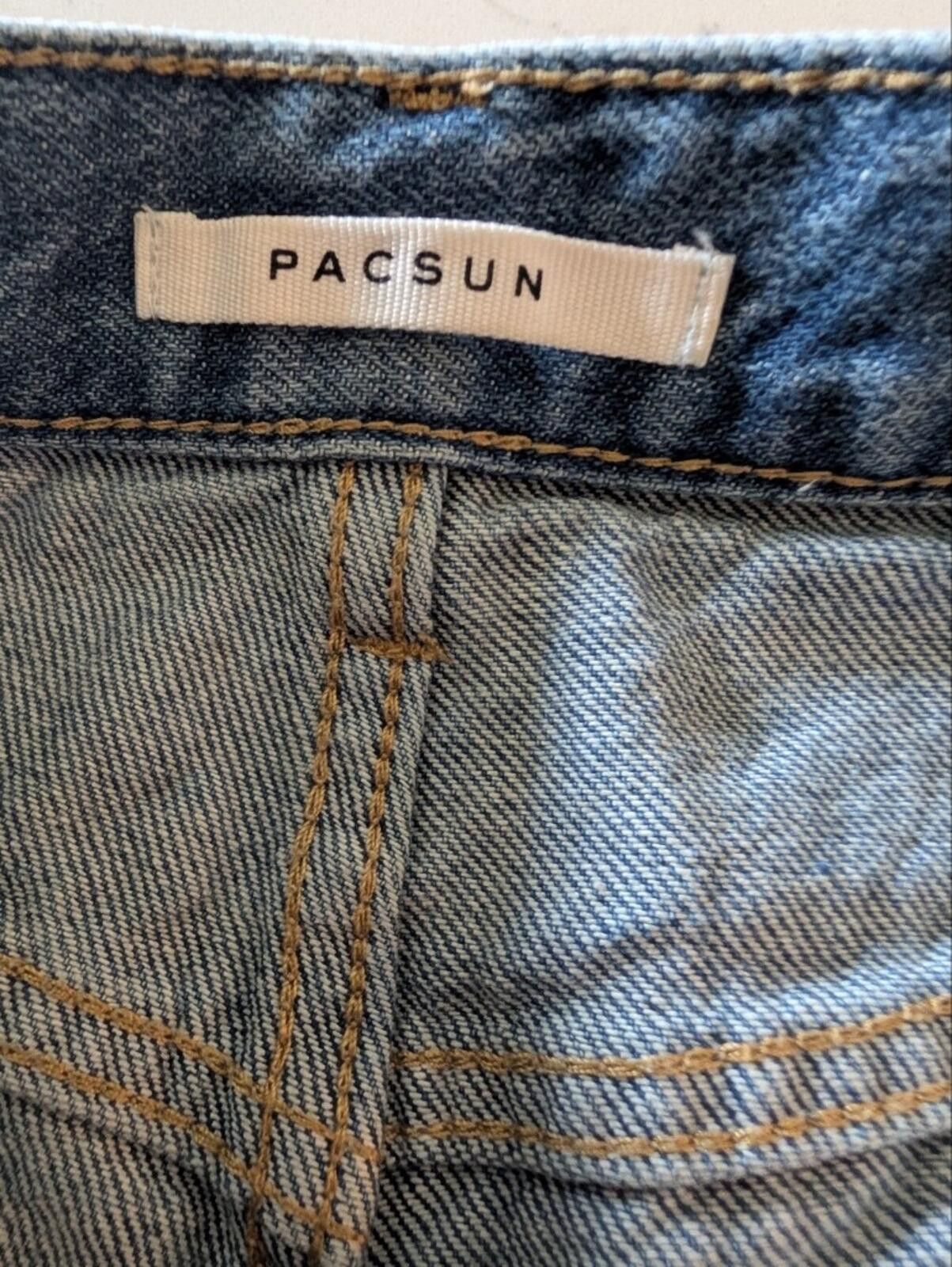 Pacsun PacSun Frayed High-Rise Denim Shorts - Blue Size 26" / US 2 / IT 38 - 4 Thumbnail