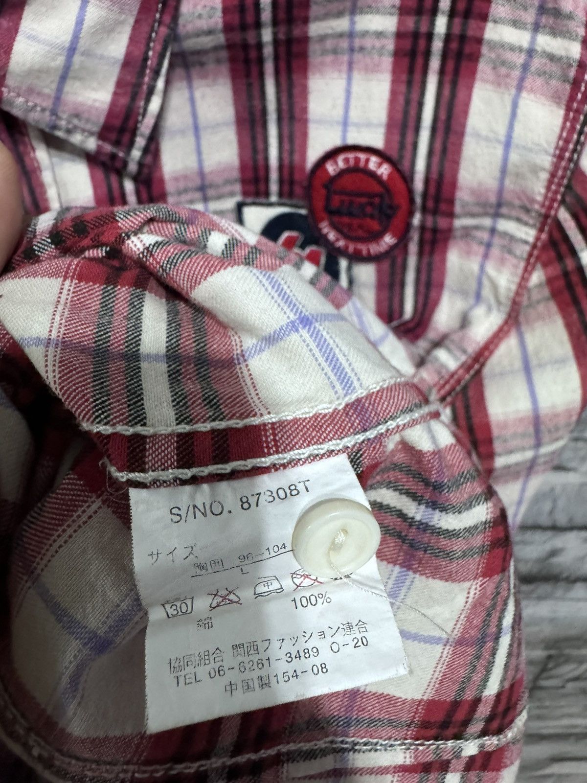 Flannel vintage Flannel Time Flies Patcher design double pocket Size US L / EU 52-54 / 3 - 7 Thumbnail