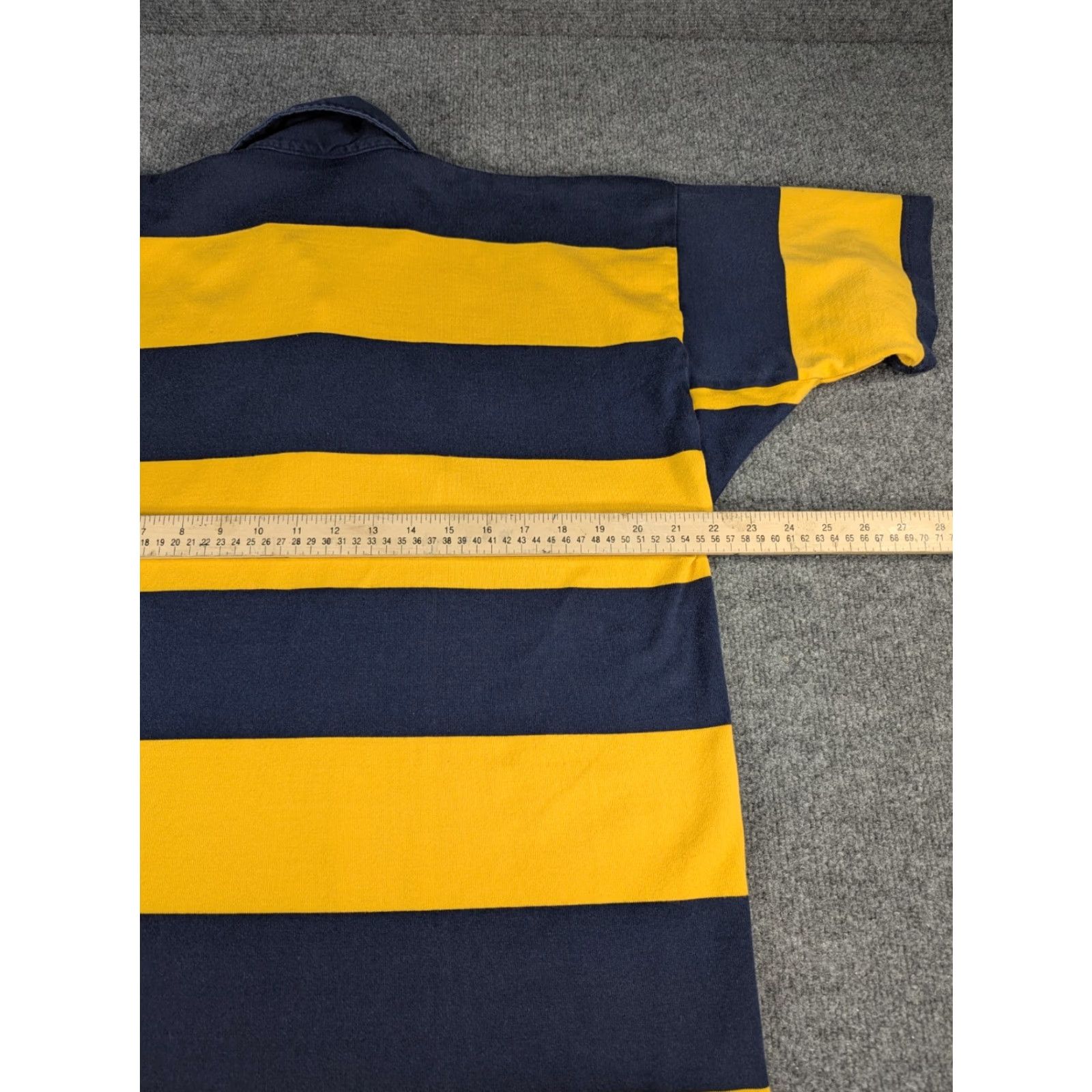 Barbarian VINTAGE Barbarian Rugby Cal Berkeley Polo Shirt Mens L Blue And Yellow 100% Cotton Knit Striped Cal Berkeley Heavy Size Large Size US L / EU 52-54 / 3 - 7 Thumbnail