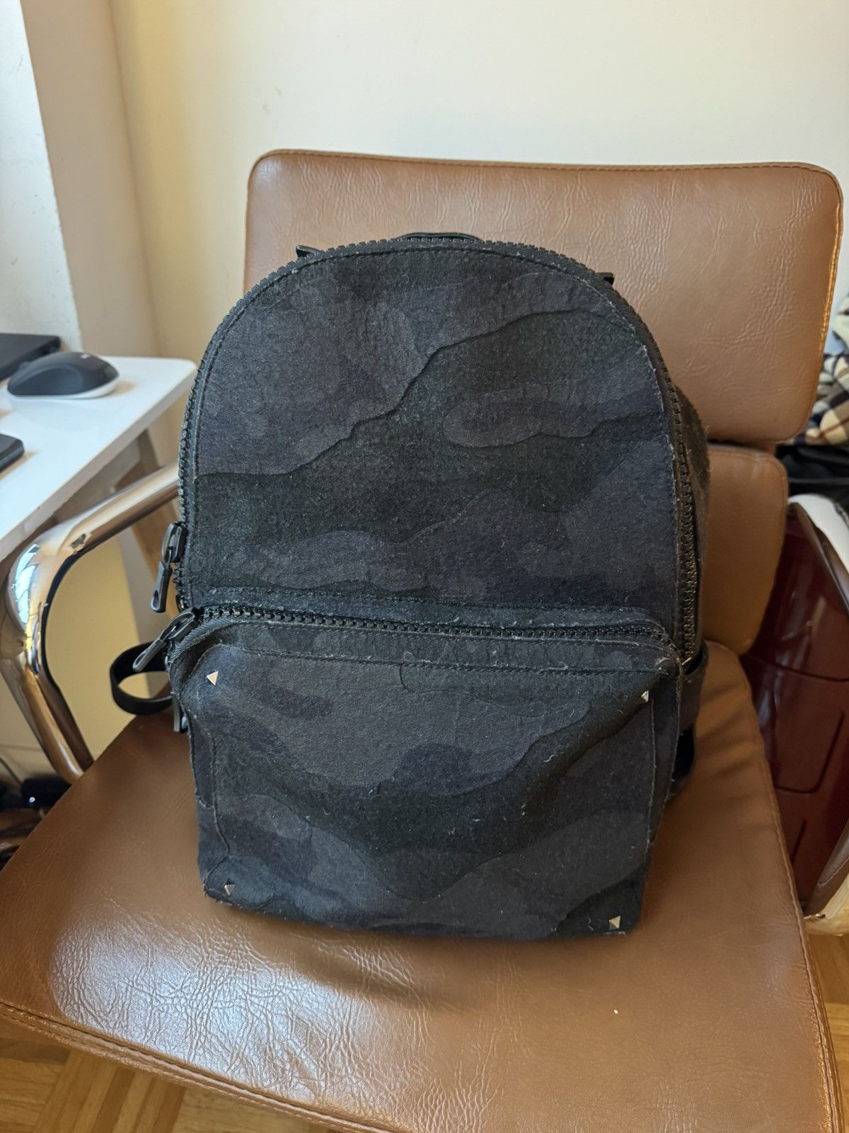 Valentino Garavani Wool Camouflage-Pattern Backpack