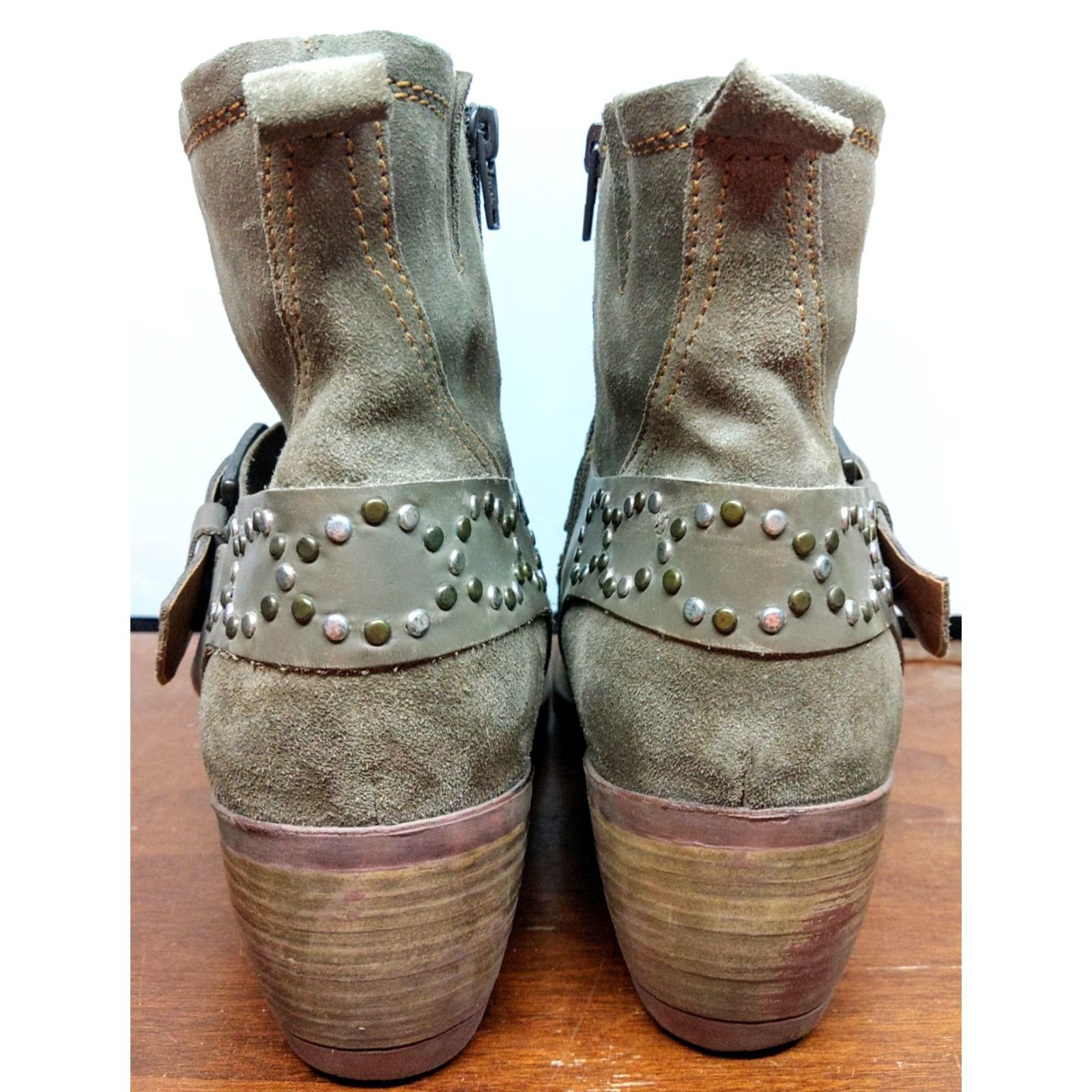 Vintage Josef Seibel Toni Boots Womens 10 Gray Brown Leather Ankle Zip Block Heel Vintage No N/A Size US 10 / IT 40 - 5 Thumbnail