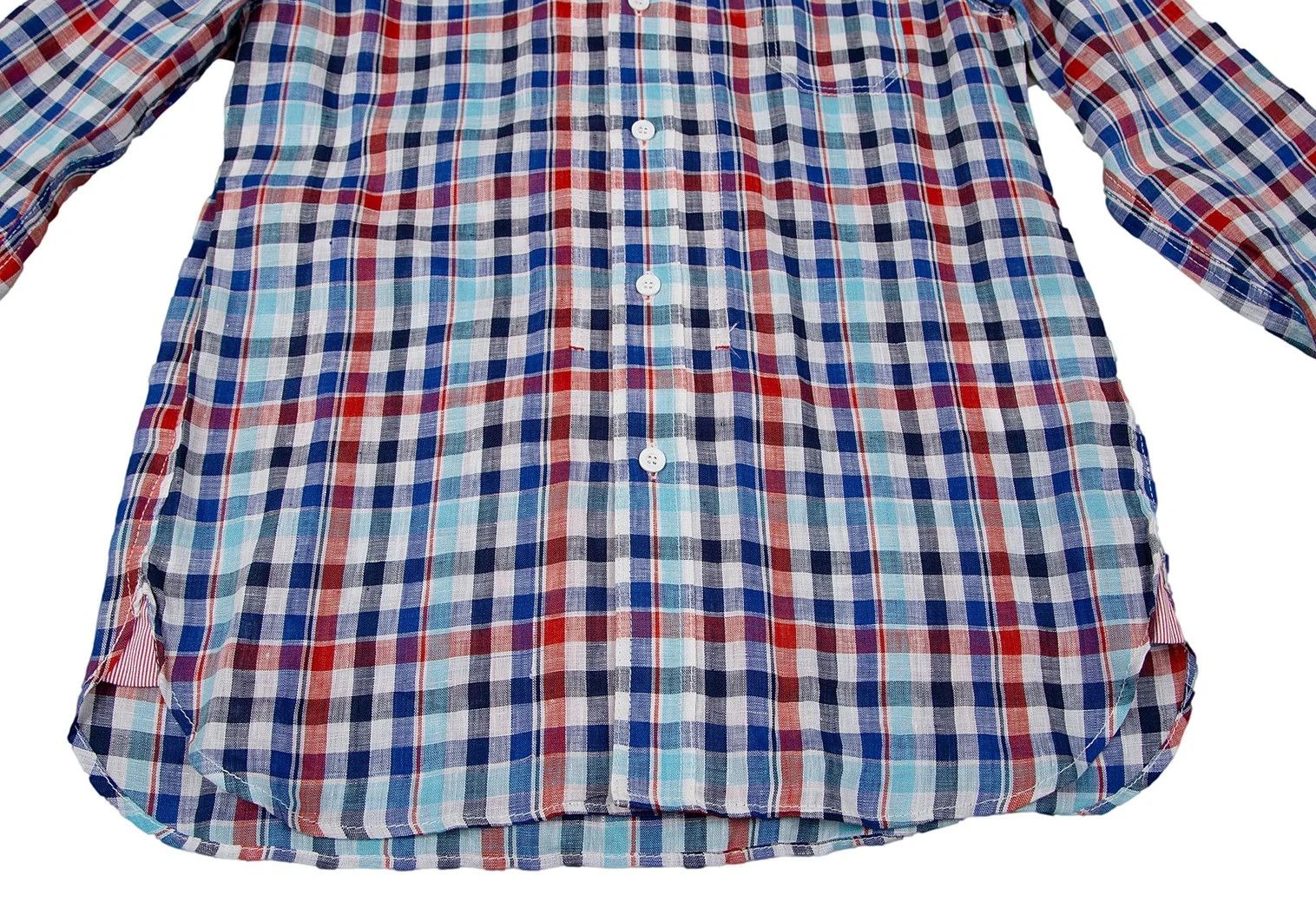 Junya Watanabe Linen Check Horizontal Collar Shirt in Blue and Red Size US S / EU 44-46 / 1 - 10 Thumbnail