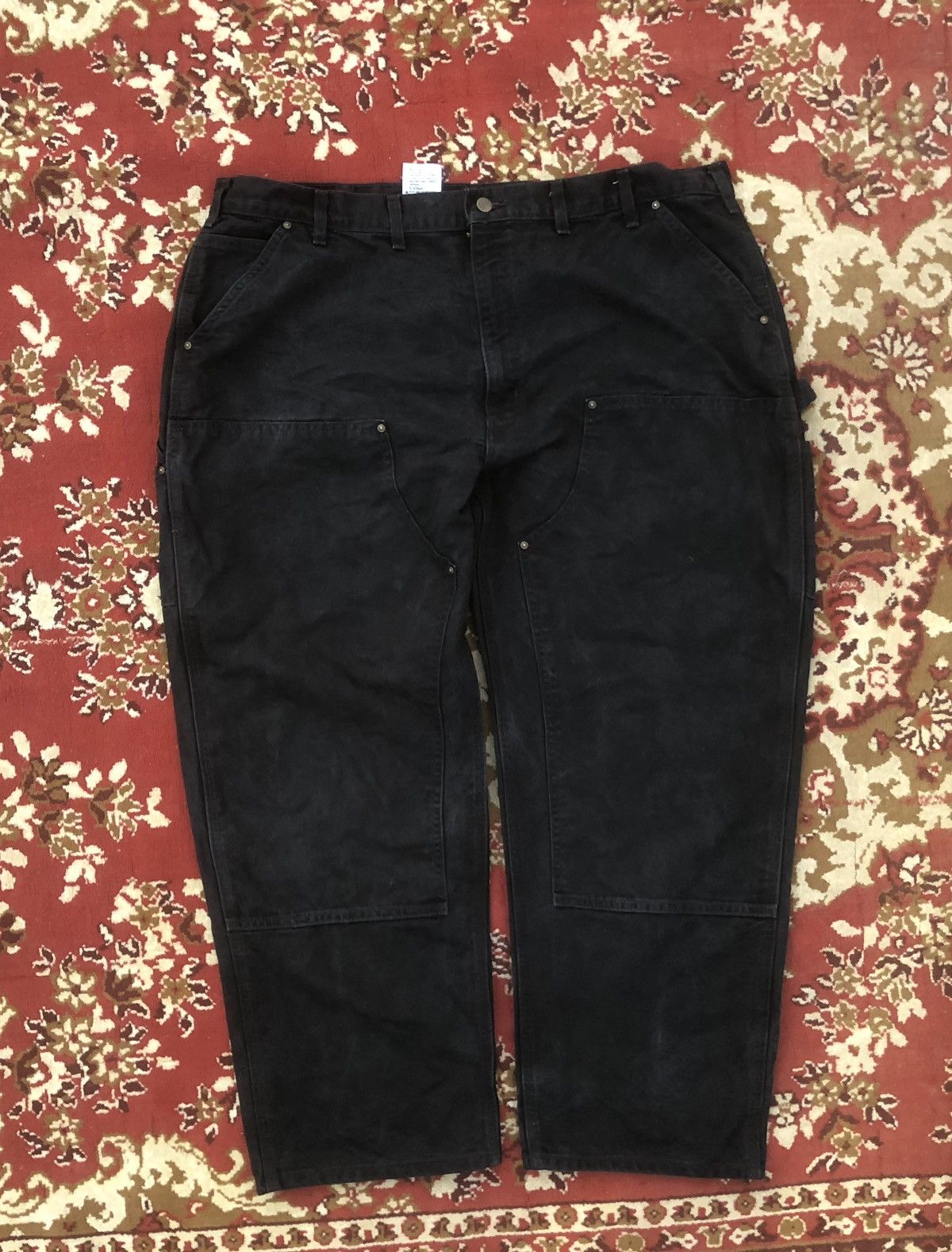 image of Beautiful Faded Black Carhartt Double Knee, Men's (Size 40)