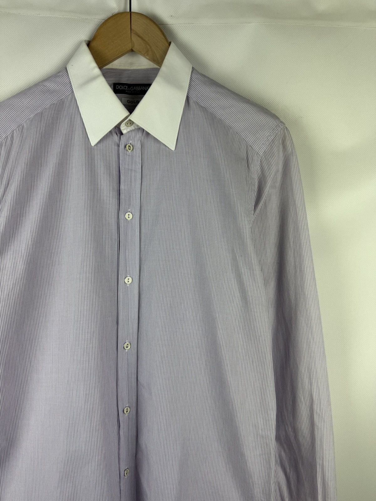 Dolce & Gabbana Dolce & Gabbana Gold L/S Button Up Dress Striped Shirt Size US M / EU 48-50 / 2 - 3 Thumbnail