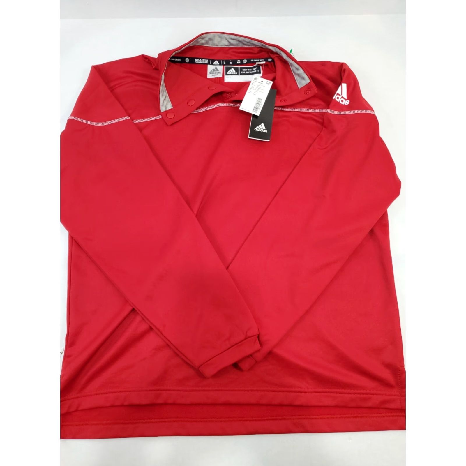 Adidas adidas Men's M Medium Long Sleeve 1/4 Snap Pullover HH7416 Red with Grey Trim Size US M / EU 48-50 / 2 - 5 Thumbnail