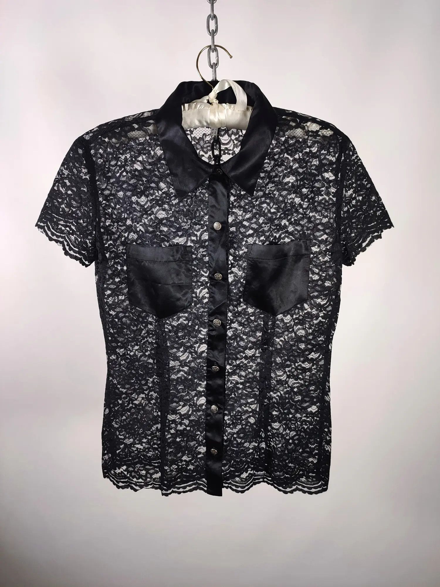Love Moschino × Moschino Love Moschino Lace Flower Vintage Blouse Shirt Size L / US 10 / IT 46 - 7 Thumbnail